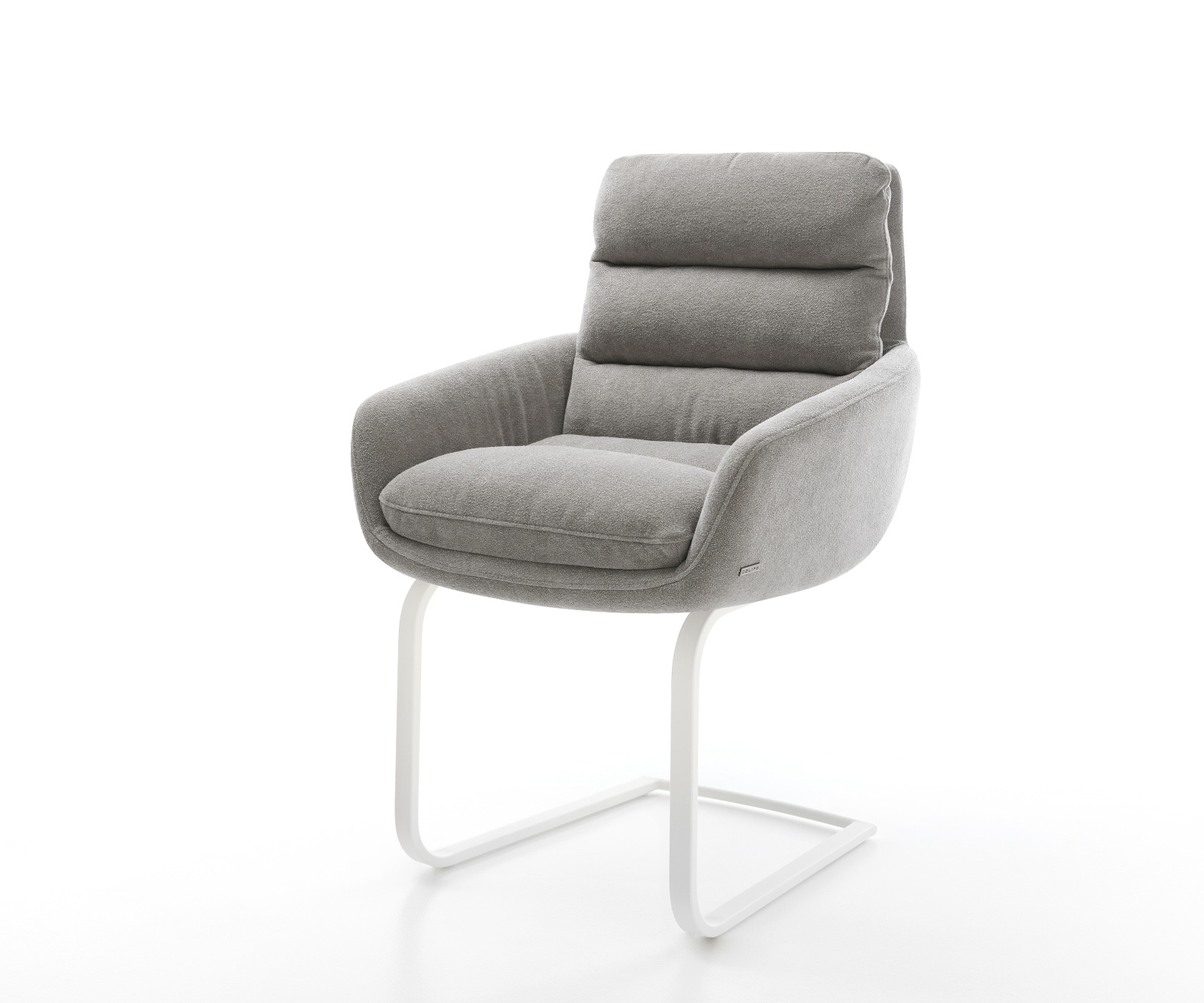 DELIFE Freischwinger Abelia-Flex mit Armlehnen Strukturstoff Soft Grau Freischwinger flach Weiß
