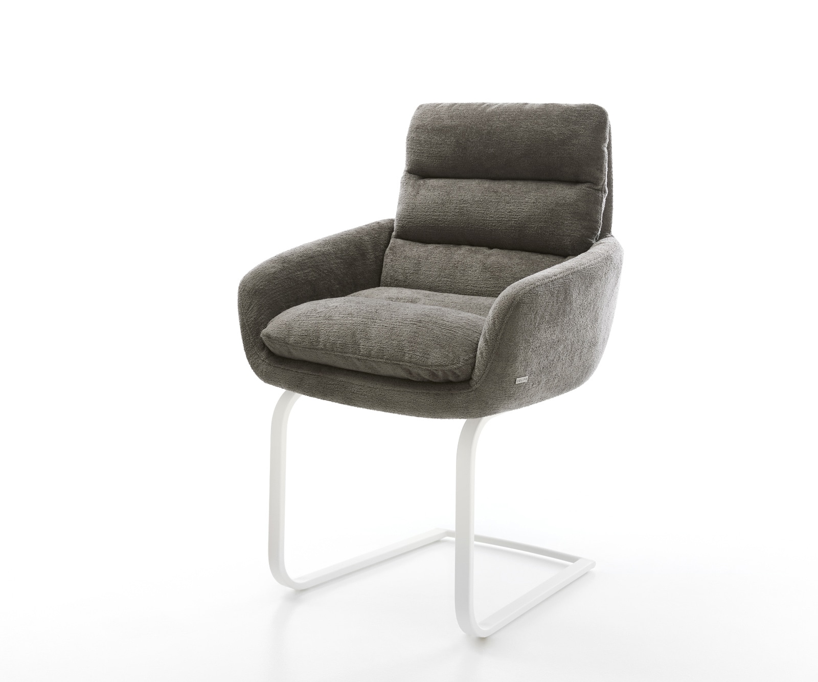 DELIFE Freischwinger Abelia-Flex mit Armlehnen Bouclé Soft Schlamm Freischwinger flach Weiß
