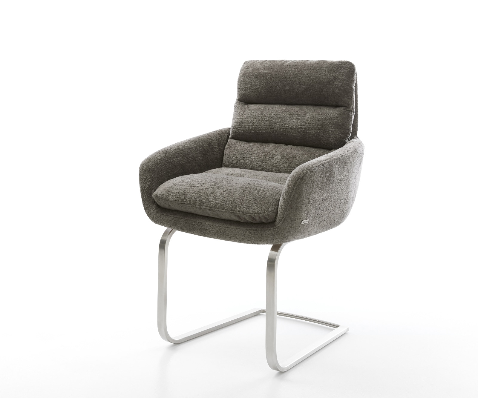 DELIFE Freischwinger Abelia-Flex mit Armlehnen Bouclé Soft Schlamm Freischwinger flach Edelstahl
