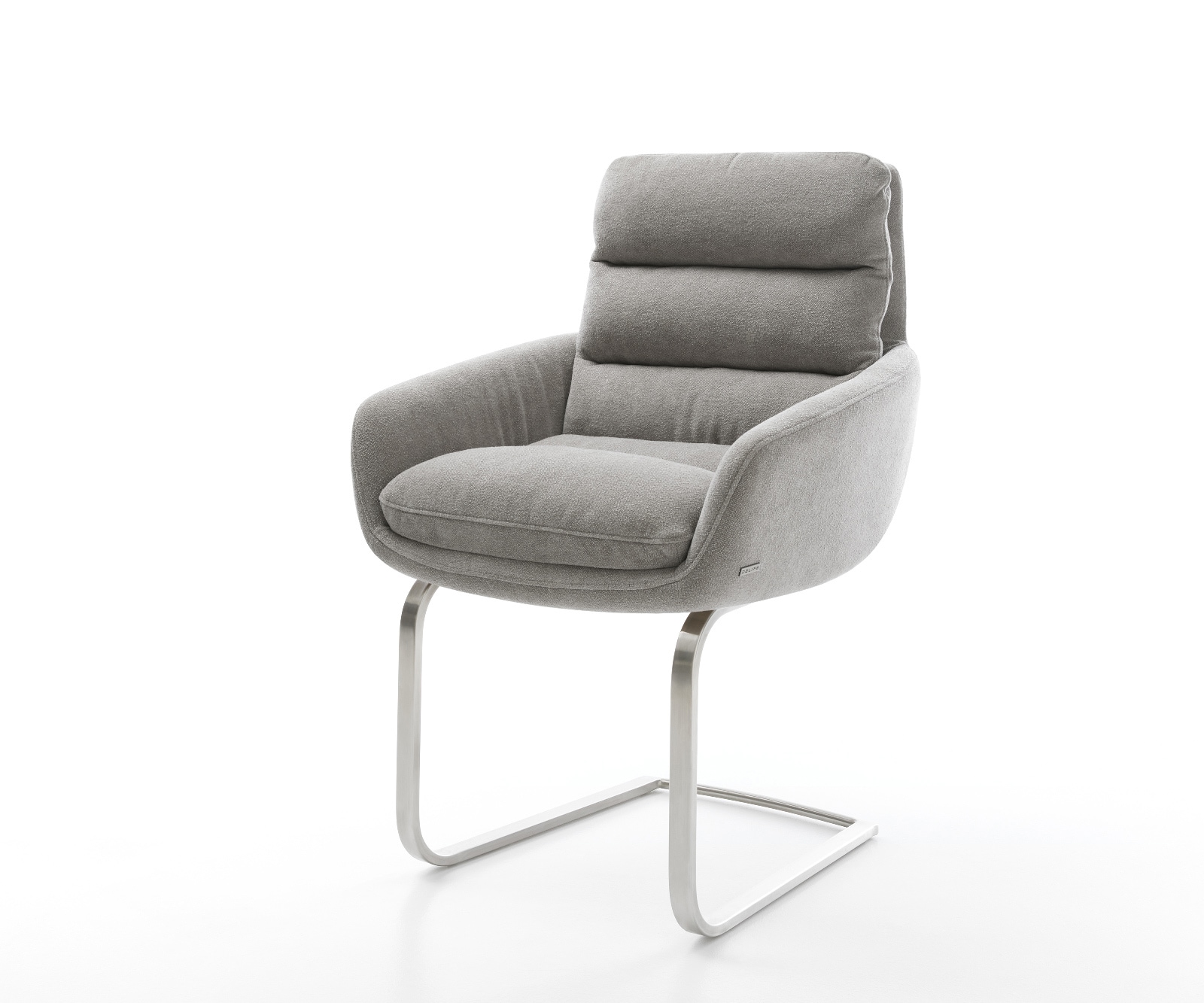 DELIFE Freischwinger Abelia-Flex mit Armlehnen Strukturstoff Soft Grau Freischwinger flach Edelstahl
