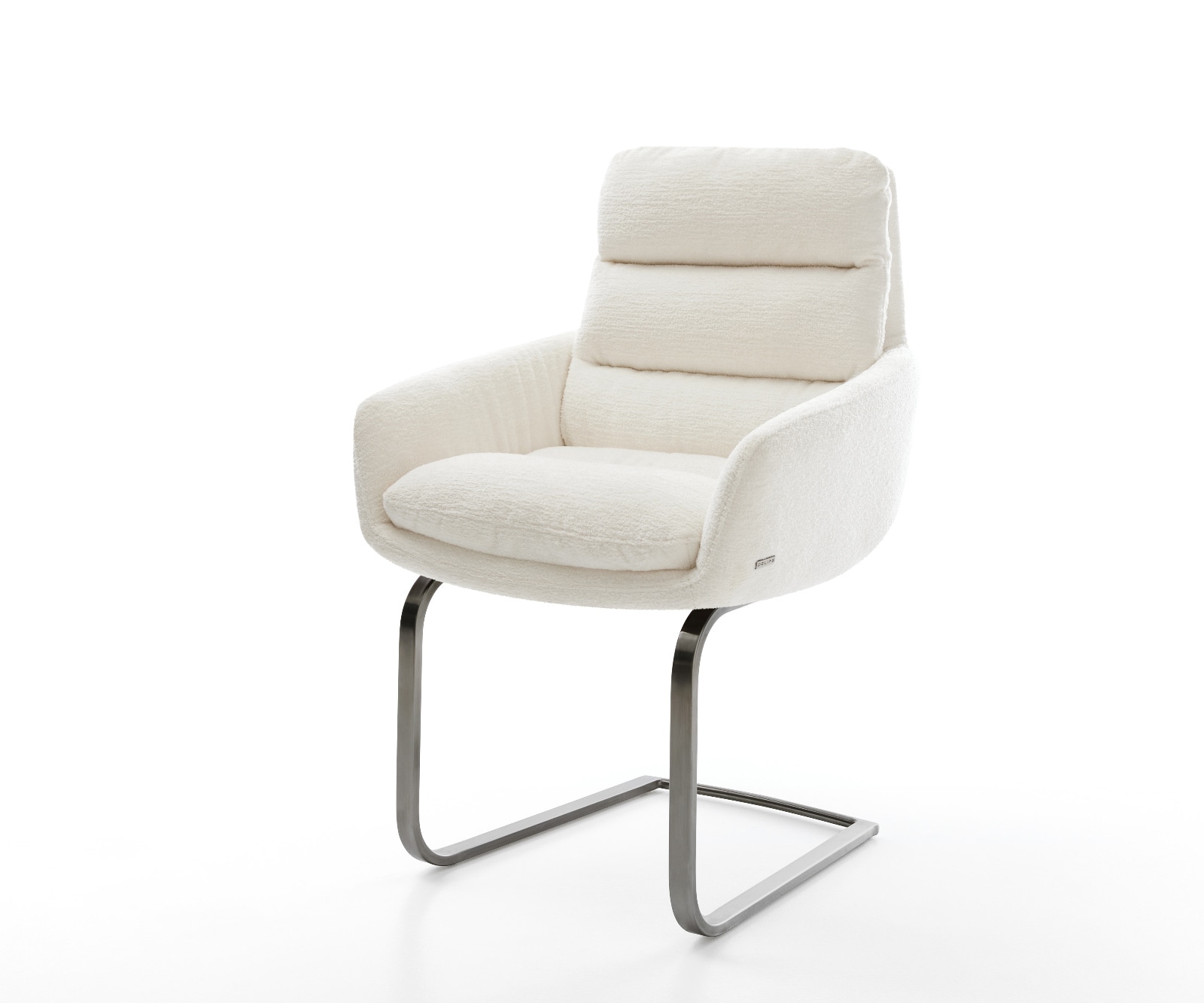 DELIFE Freischwinger Abelia-Flex mit Armlehnen Bouclé Soft Beige Freischwinger flach Graphit