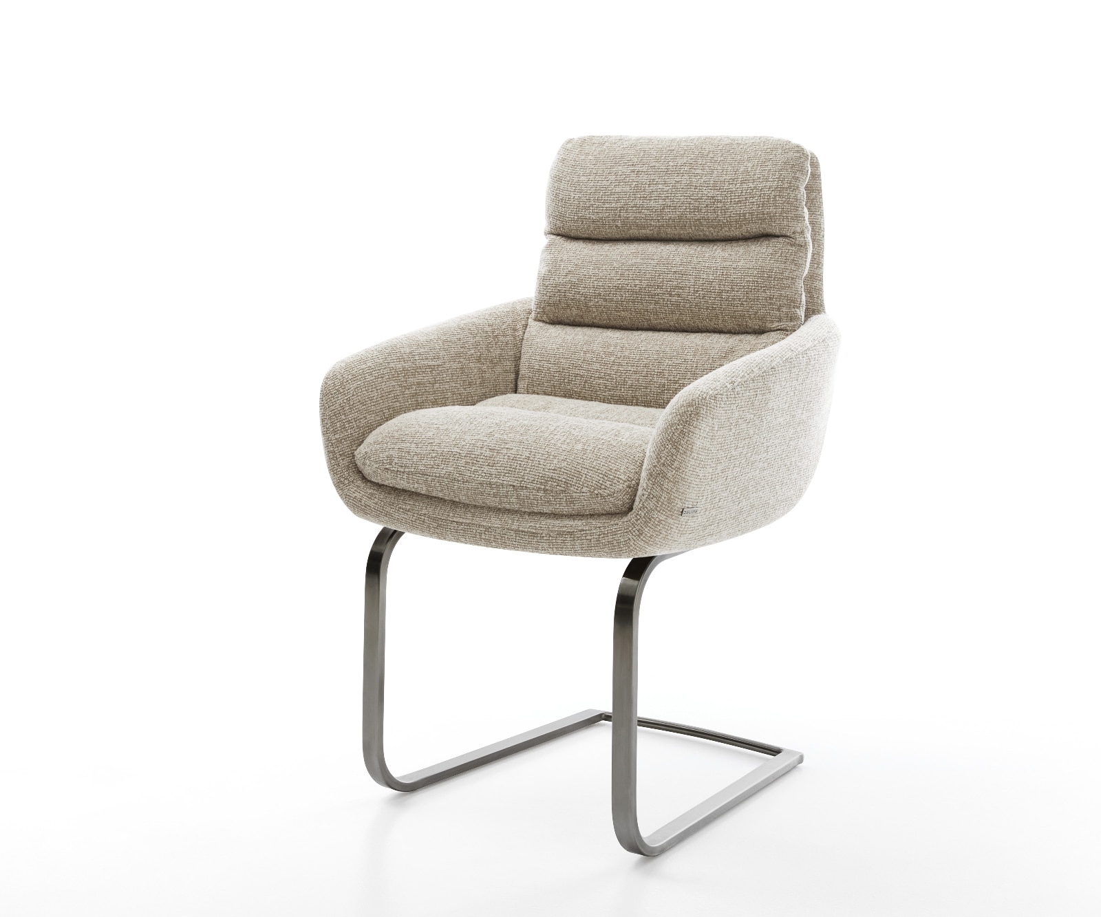 DELIFE Freischwinger Abelia-Flex mit Armlehnen Webstoff Soft Beige Freischwinger flach Graphit