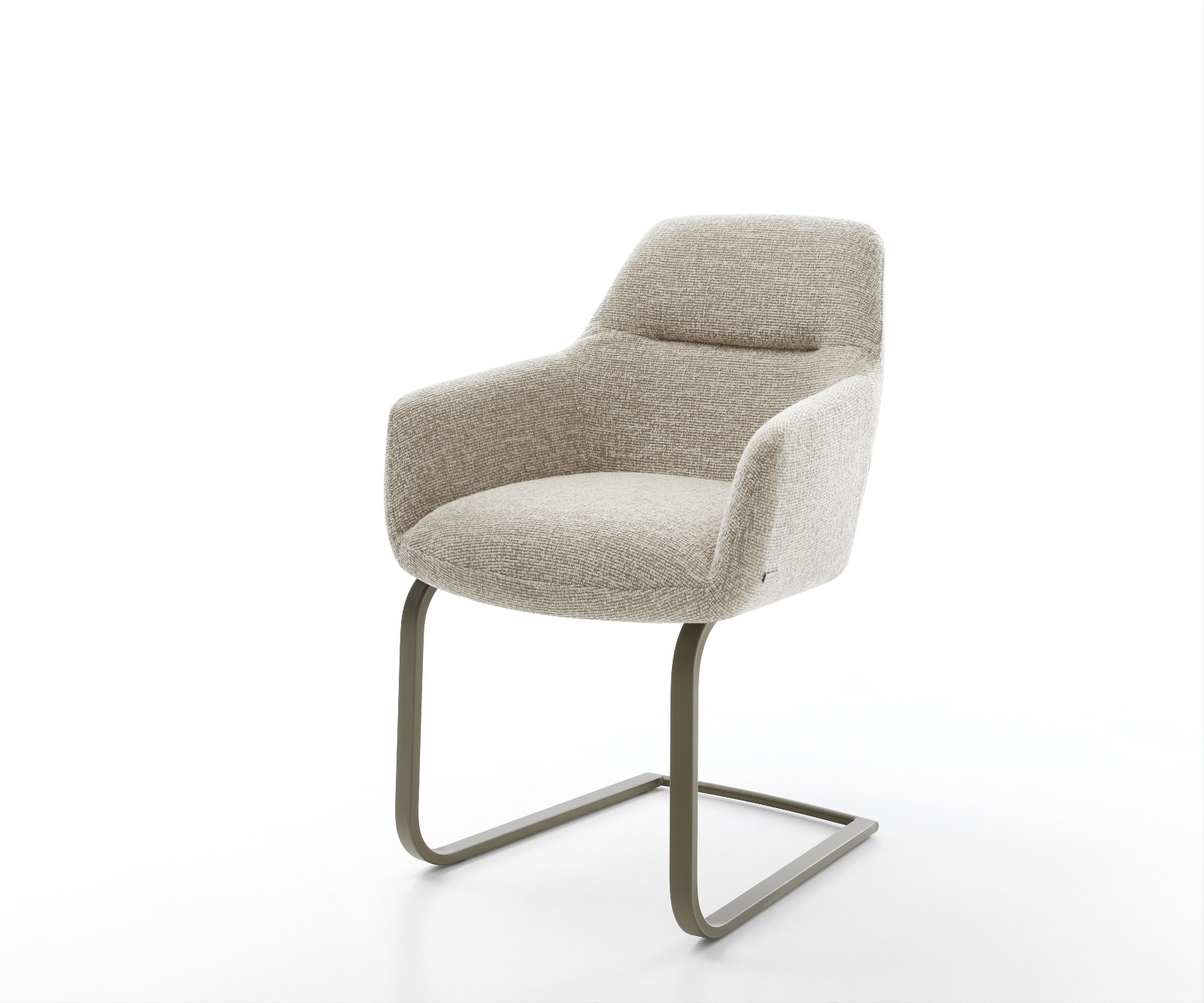 DELIFE Freischwinger Pejo-Flex Webstoff Soft Beige Freischwinger flach Effektfinish Titan Taschenfederkern