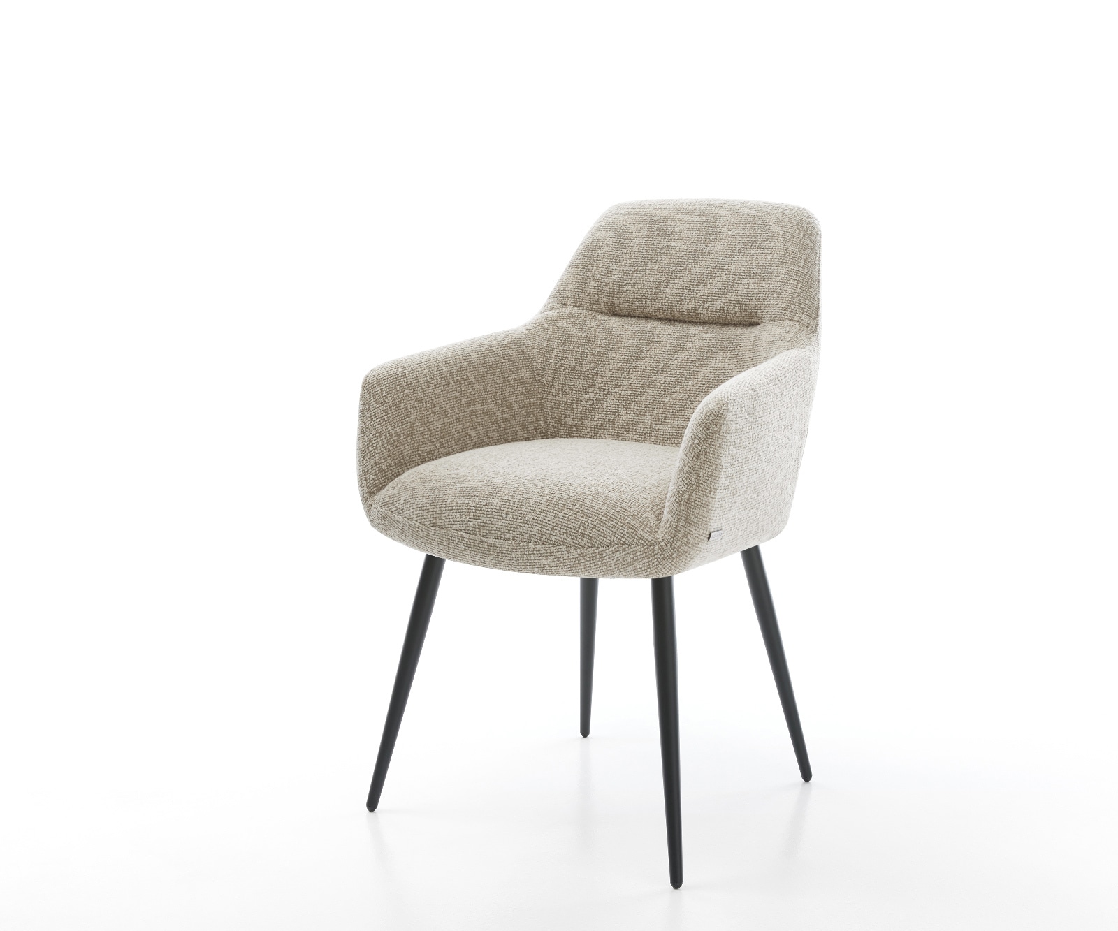 DELIFE Esszimmerstuhl Pejo-Flex Webstoff Soft Beige 4-Fuß konisch Schwarz Taschenfederkern