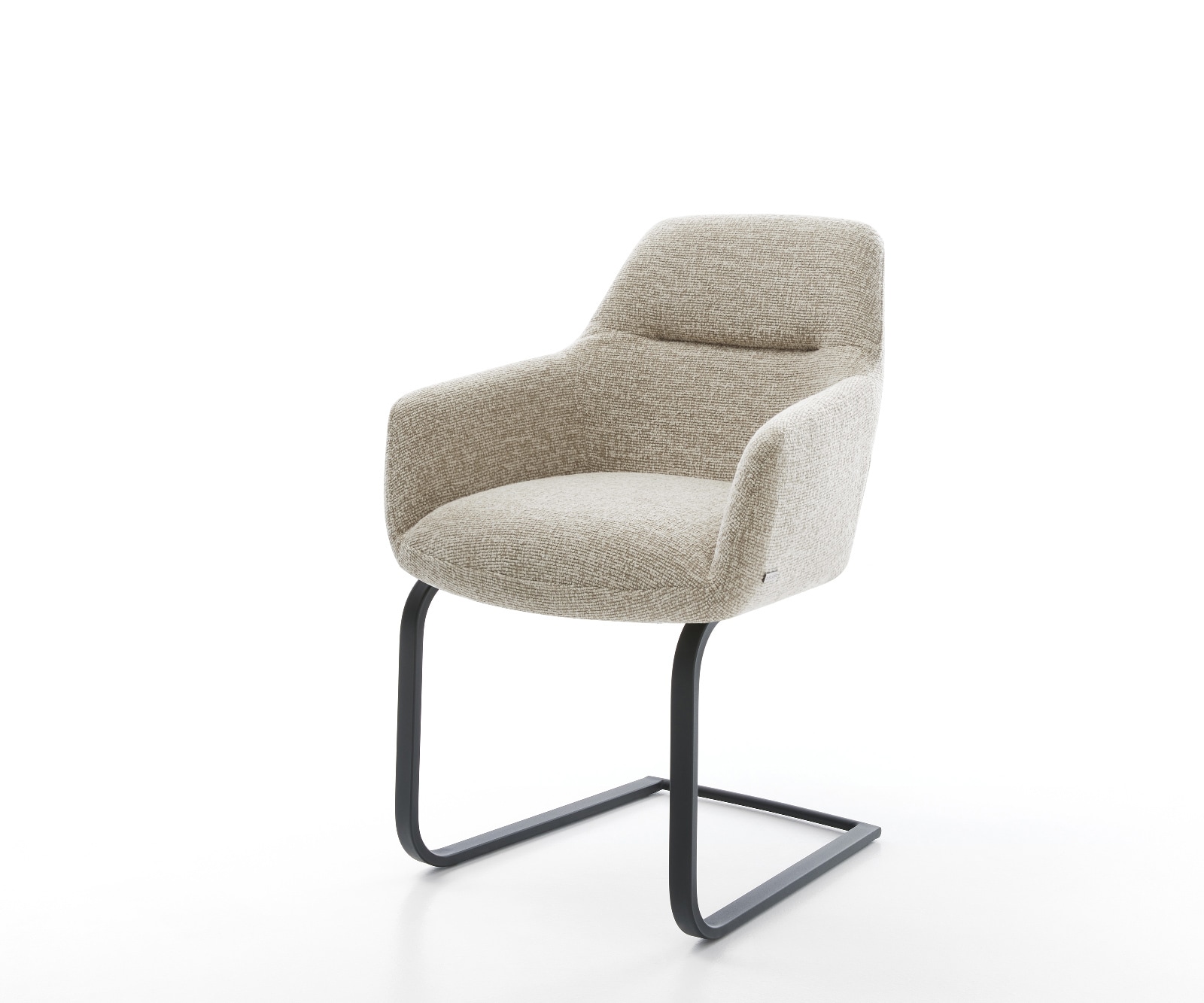 DELIFE Freischwinger Pejo-Flex Webstoff Soft Beige Freischwinger flach Schwarz Taschenfederkern