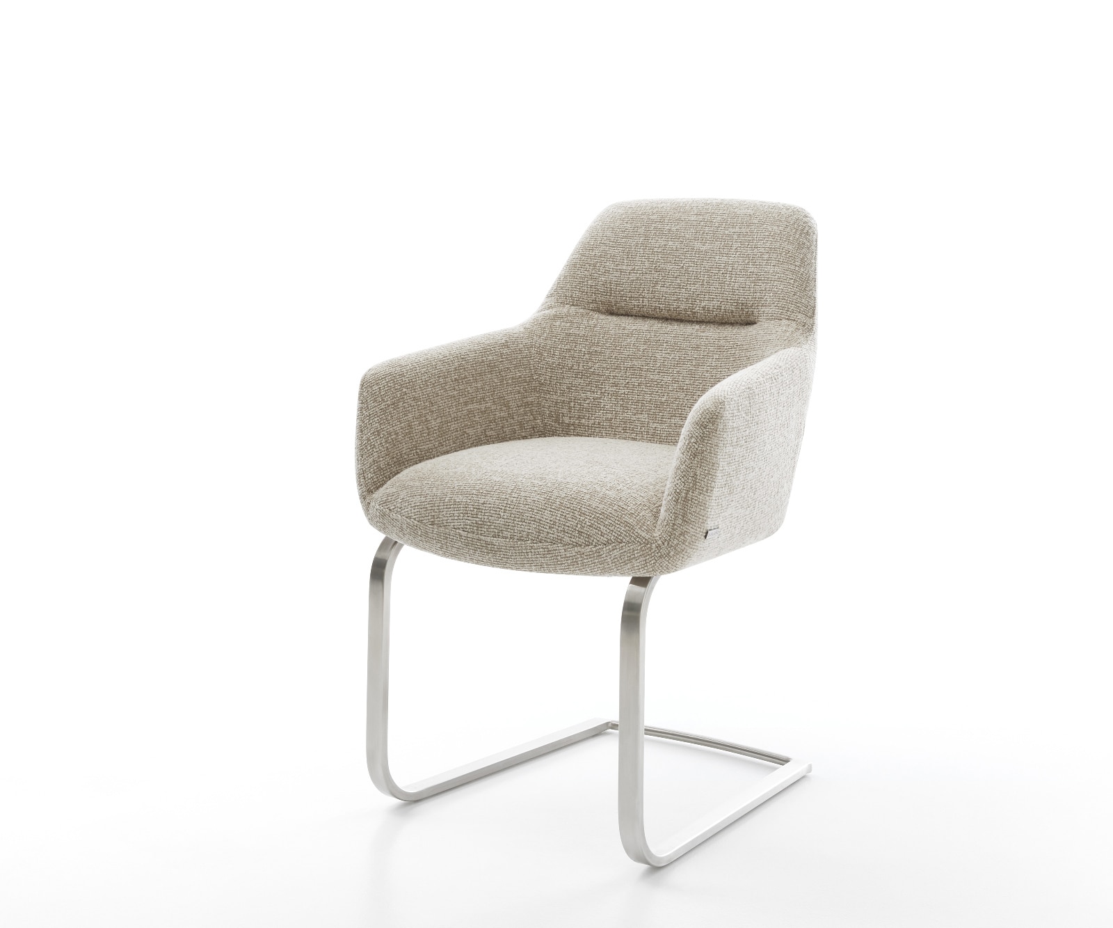 DELIFE Freischwinger Pejo-Flex Webstoff Soft Beige Freischwinger flach Edelstahl Taschenfederkern