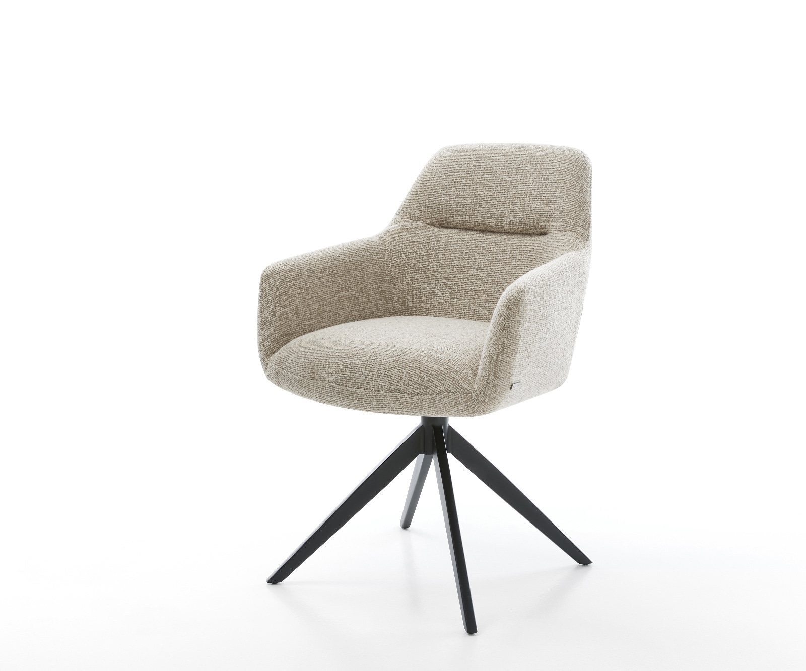 DELIFE Drehstuhl Pejo-Flex Webstoff Soft Beige Kreuzgestell breit Schwarz 360° drehbar Wippfunktion Taschenfederkern