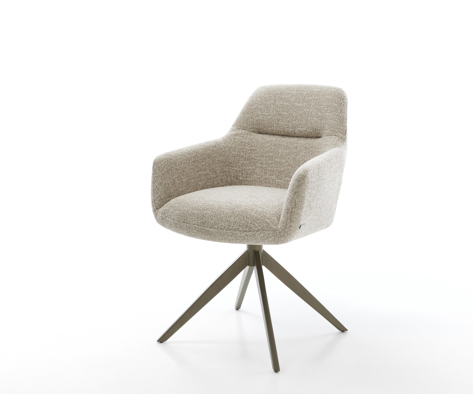 DELIFE Drehstuhl Pejo-Flex Webstoff Soft Beige Kreuzgestell breit Effektfinish Titan 360° drehbar Wippfunktion Taschenfederkern