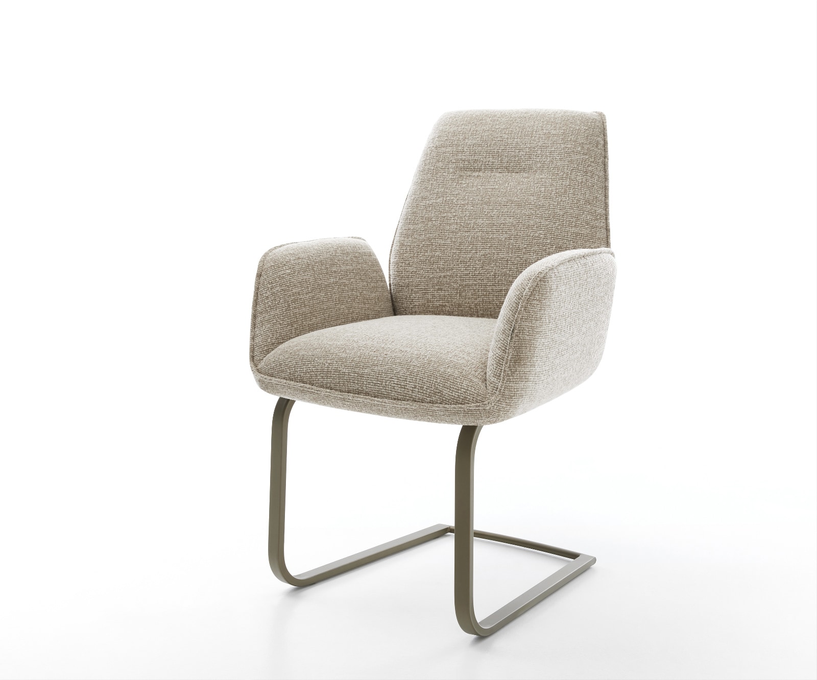 DELIFE Freischwinger Zoa-Flex Webstoff Soft Beige Freischwinger flach Effektfinish Titan Taschenfederkern