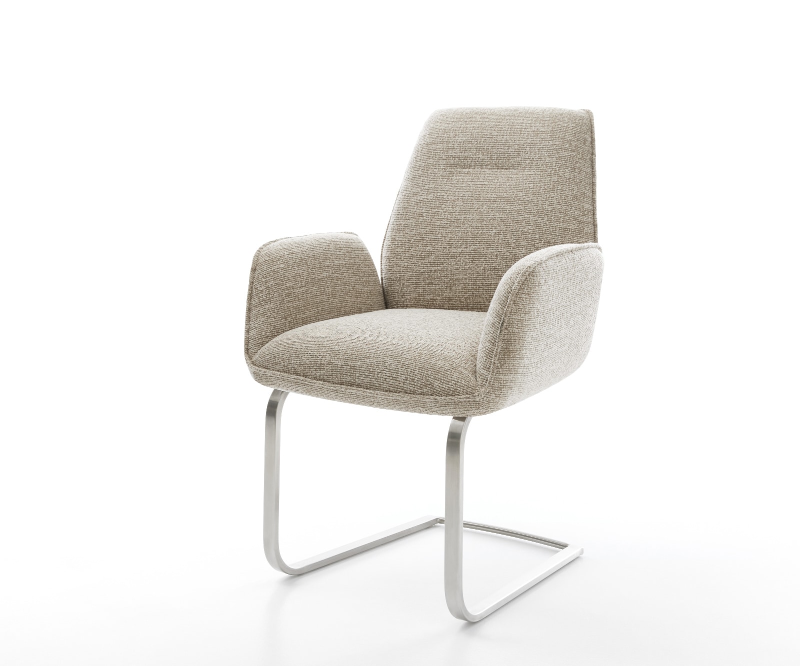 DELIFE Freischwinger Zoa-Flex Webstoff Soft Beige Freischwinger flach Edelstahl Taschenfederkern
