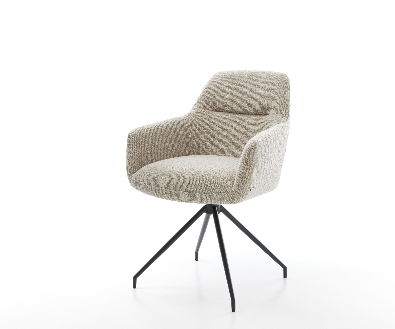 DELIFE Esszimmerstuhl Pejo-Flex Webstoff Soft Beige Kreuzgestell konisch Schwarz Taschenfederkern