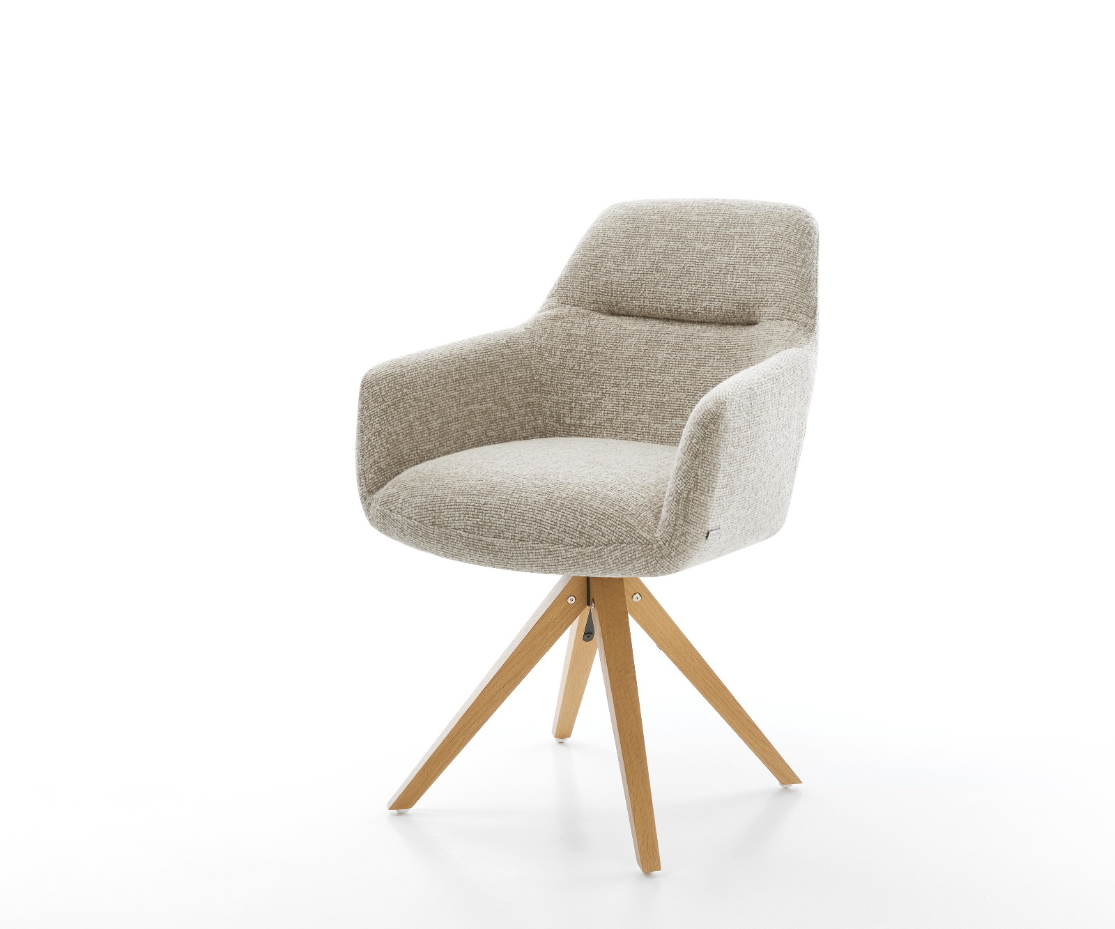 DELIFE Drehstuhl Pejo-Flex Webstoff Soft Beige Holzgestell kantig Natur 180° drehbar Taschenfederkern