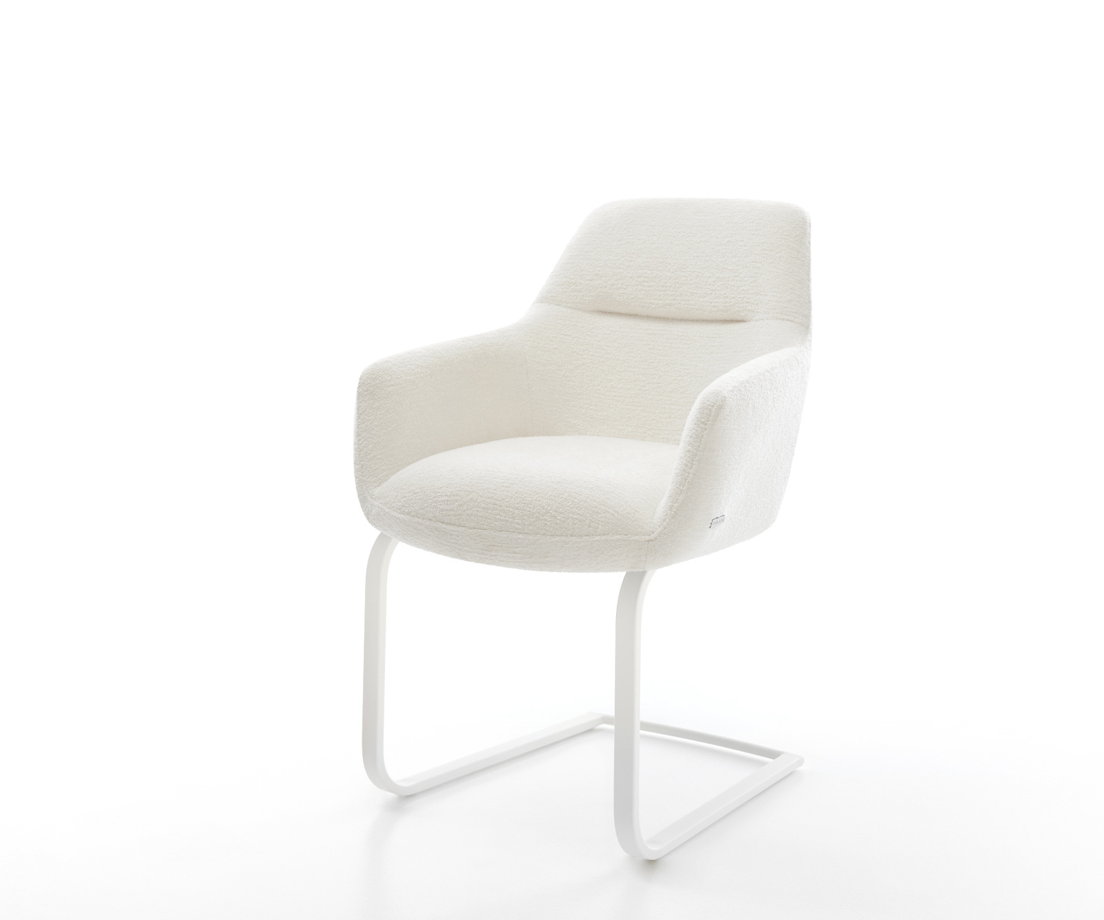 DELIFE Freischwinger Pejo-Flex Bouclé Soft Beige Freischwinger flach Weiß Taschenfederkern