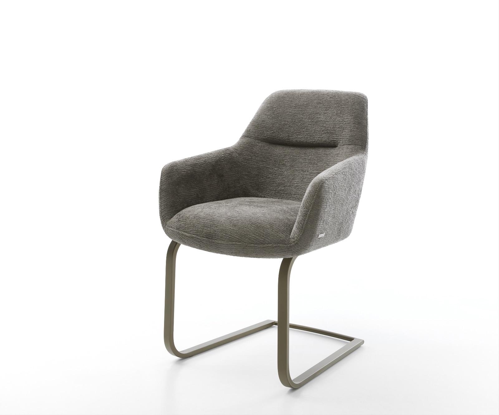 DELIFE Freischwinger Pejo-Flex Bouclé Soft Schlamm Freischwinger flach Effektfinish Titan Taschenfederkern