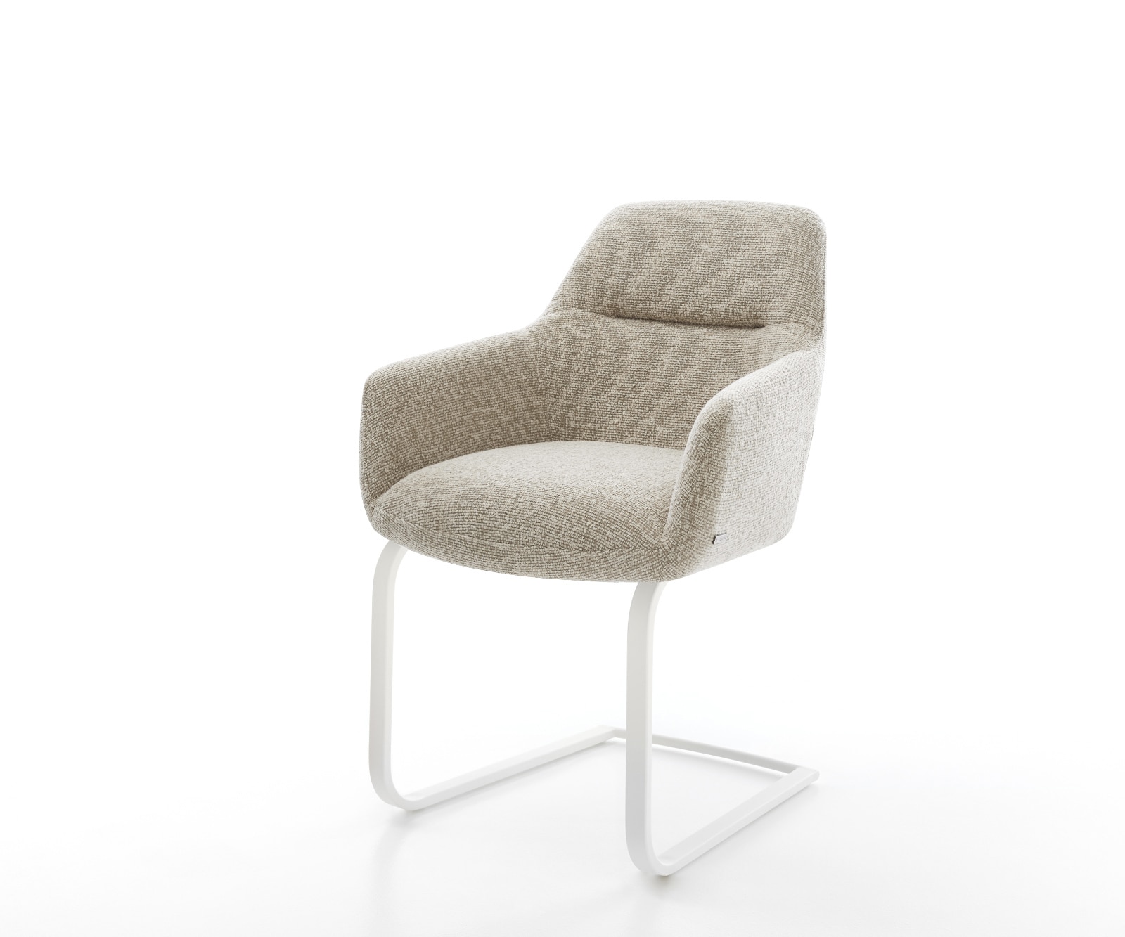 DELIFE Freischwinger Pejo-Flex Webstoff Soft Beige Freischwinger flach Weiß Taschenfederkern