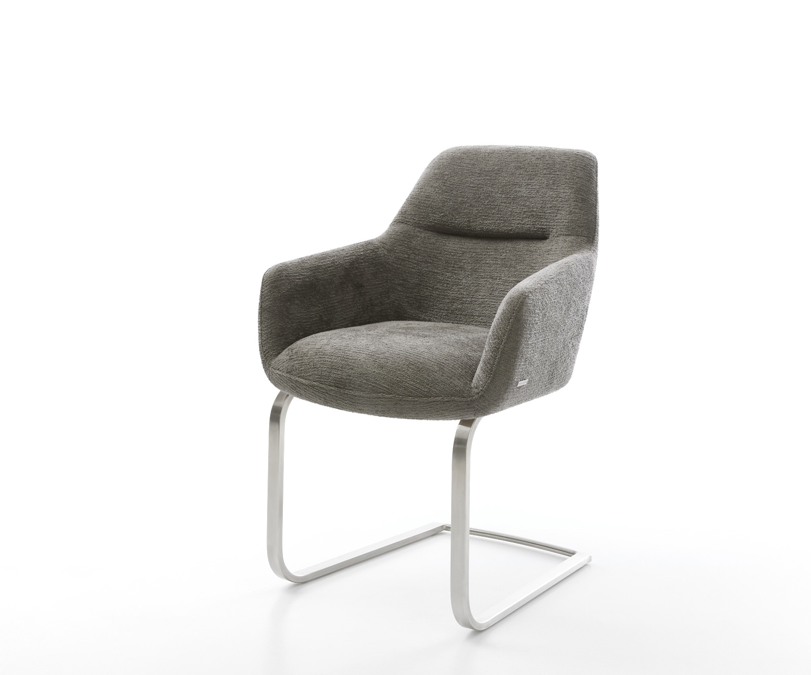 DELIFE Freischwinger Pejo-Flex Bouclé Soft Schlamm Freischwinger flach Edelstahl Taschenfederkern
