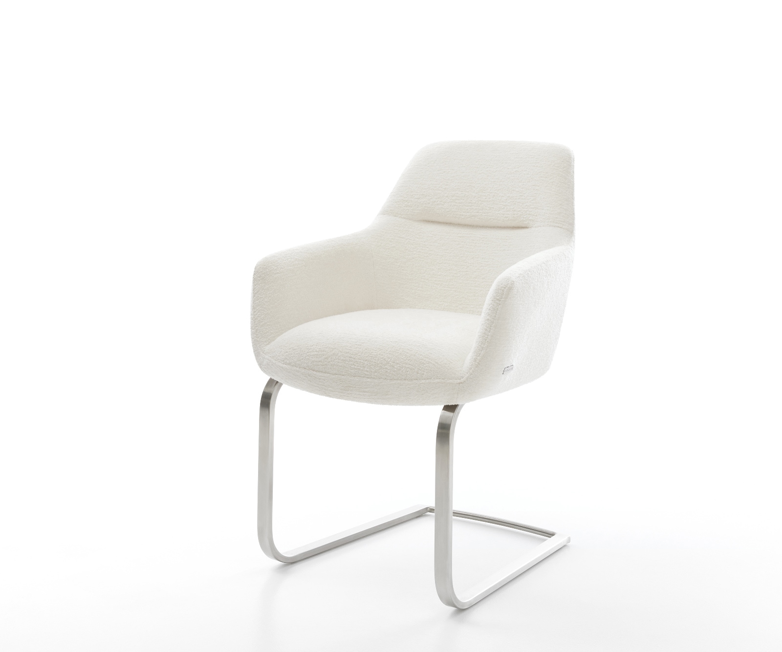 DELIFE Freischwinger Pejo-Flex Bouclé Soft Beige Freischwinger flach Edelstahl Taschenfederkern