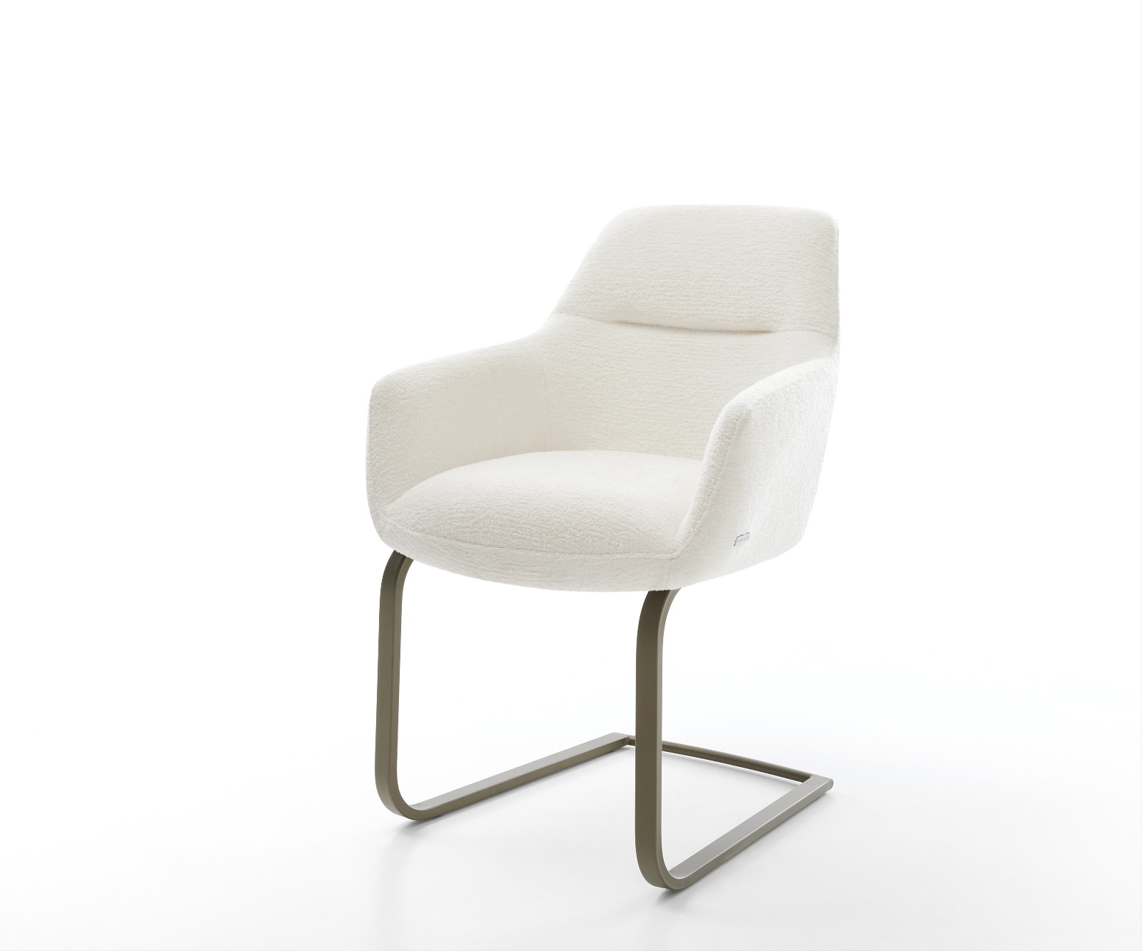 DELIFE Freischwinger Pejo-Flex Bouclé Soft Beige Freischwinger flach Effektfinish Titan Taschenfederkern