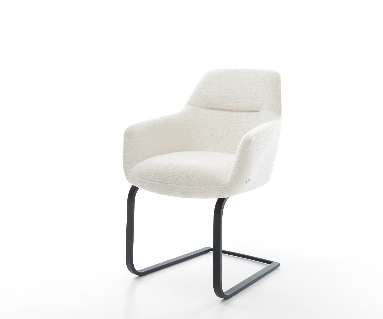DELIFE Freischwinger Pejo-Flex Bouclé Soft Beige Freischwinger flach Schwarz Taschenfederkern