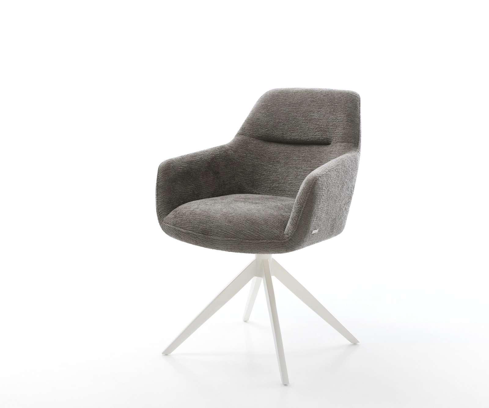DELIFE Drehstuhl Pejo-Flex Bouclé Soft Schlamm Kreuzgestell breit Weiß 360° drehbar Wippfunktion Taschenfederkern