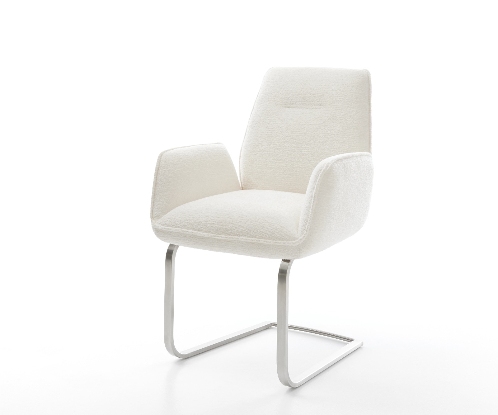 DELIFE Freischwinger Zoa-Flex Bouclé Soft Beige Freischwinger flach Edelstahl Taschenfederkern