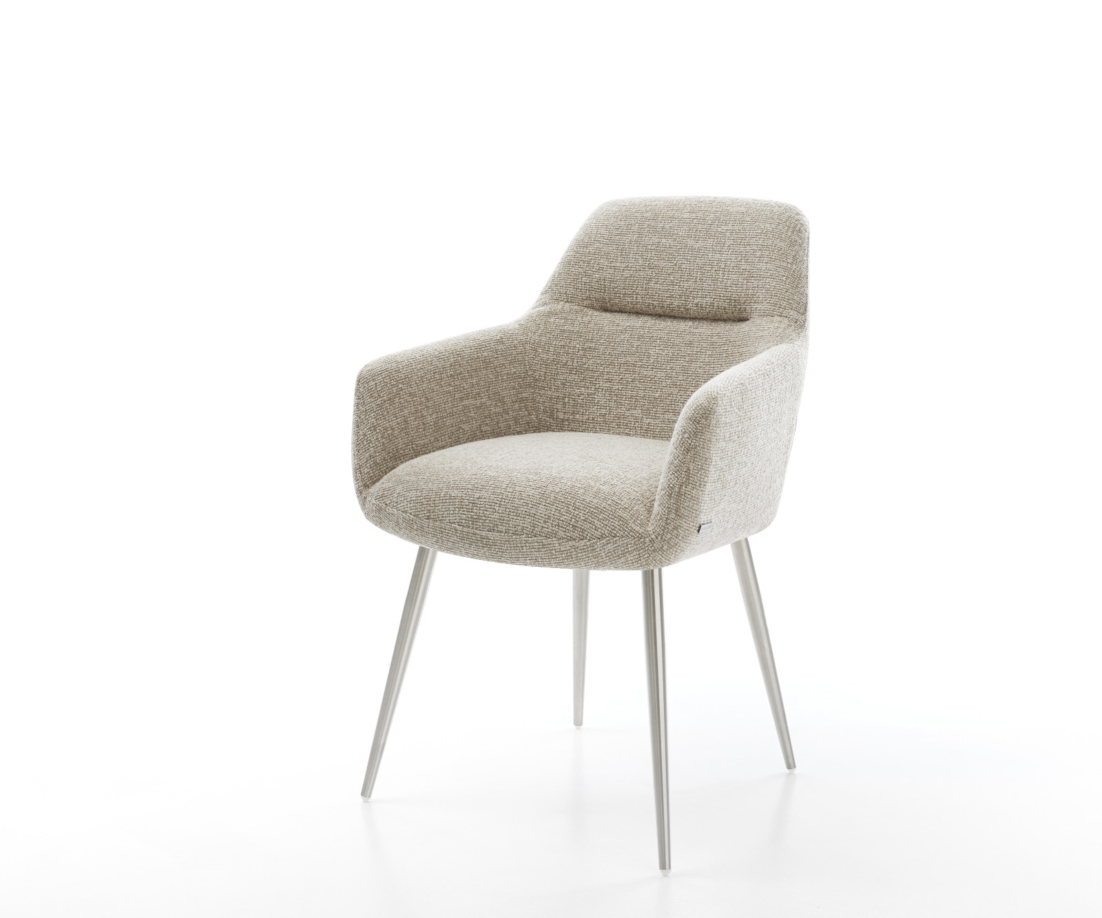 DELIFE Esszimmerstuhl Pejo-Flex Webstoff Soft Beige 4-Fuß konisch Edelstahl Taschenfederkern