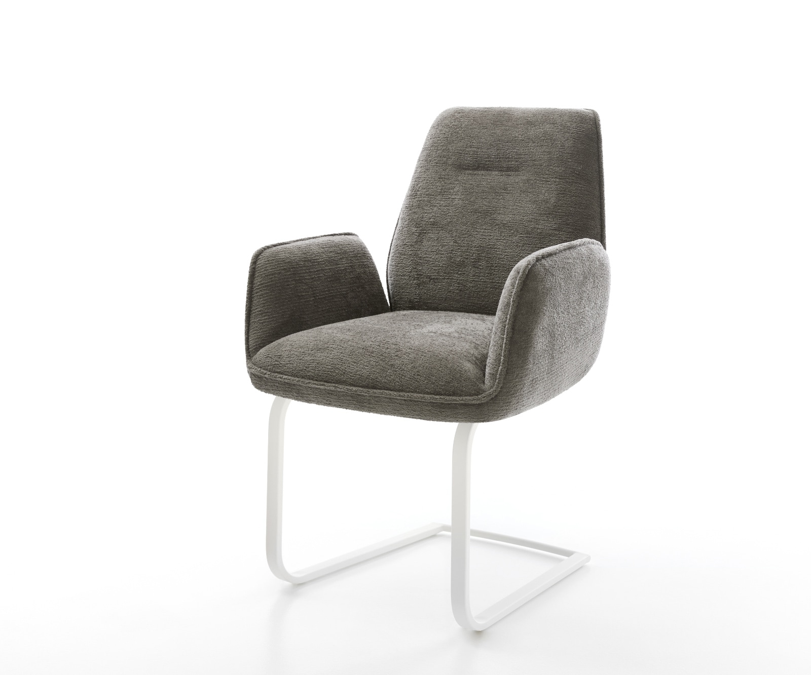 DELIFE Freischwinger Zoa-Flex Bouclé Soft Schlamm Freischwinger flach Weiß Taschenfederkern