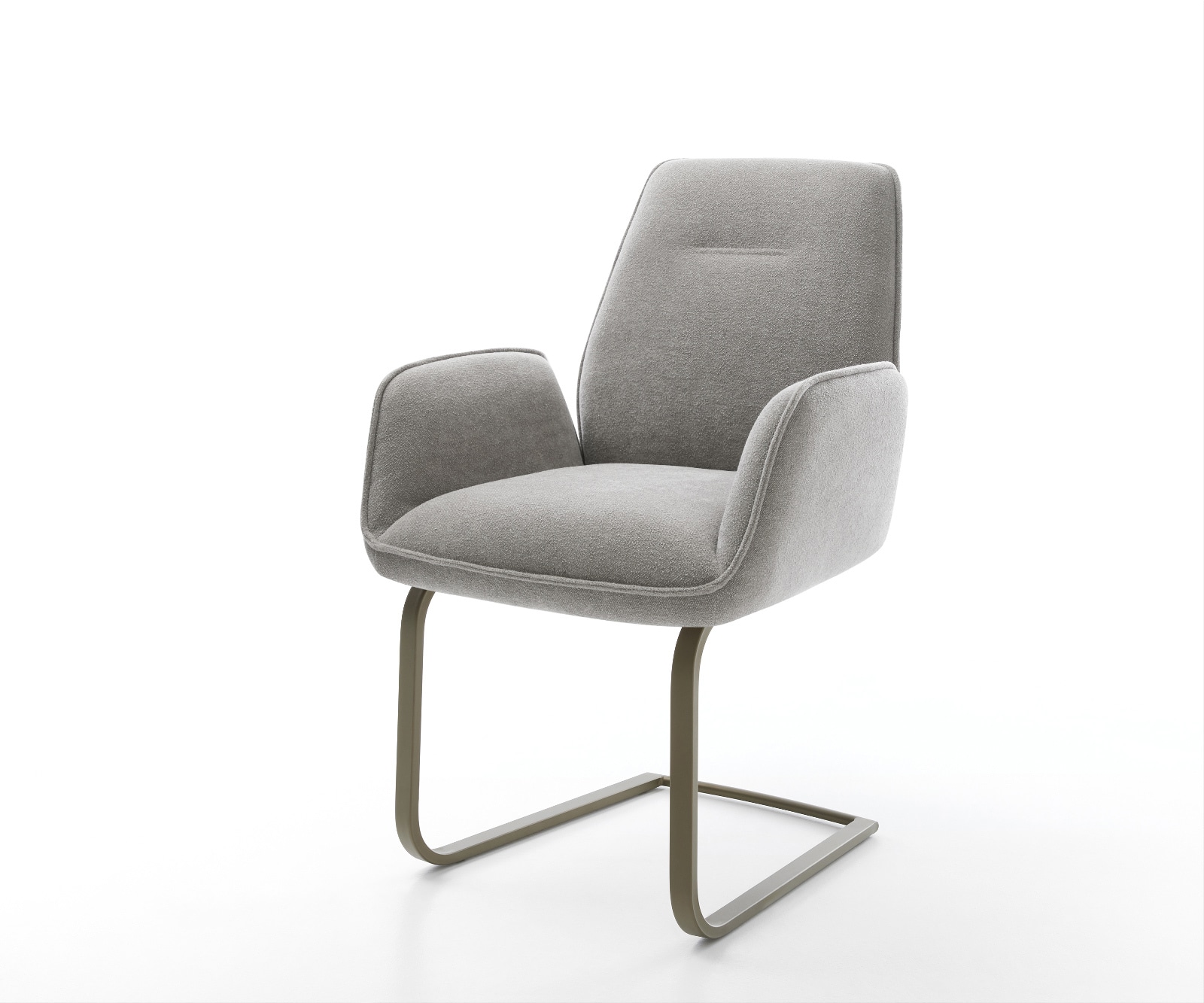 DELIFE Freischwinger Zoa-Flex Strukturstoff Soft Grau Freischwinger flach Effektfinish Titan Taschenfederkern