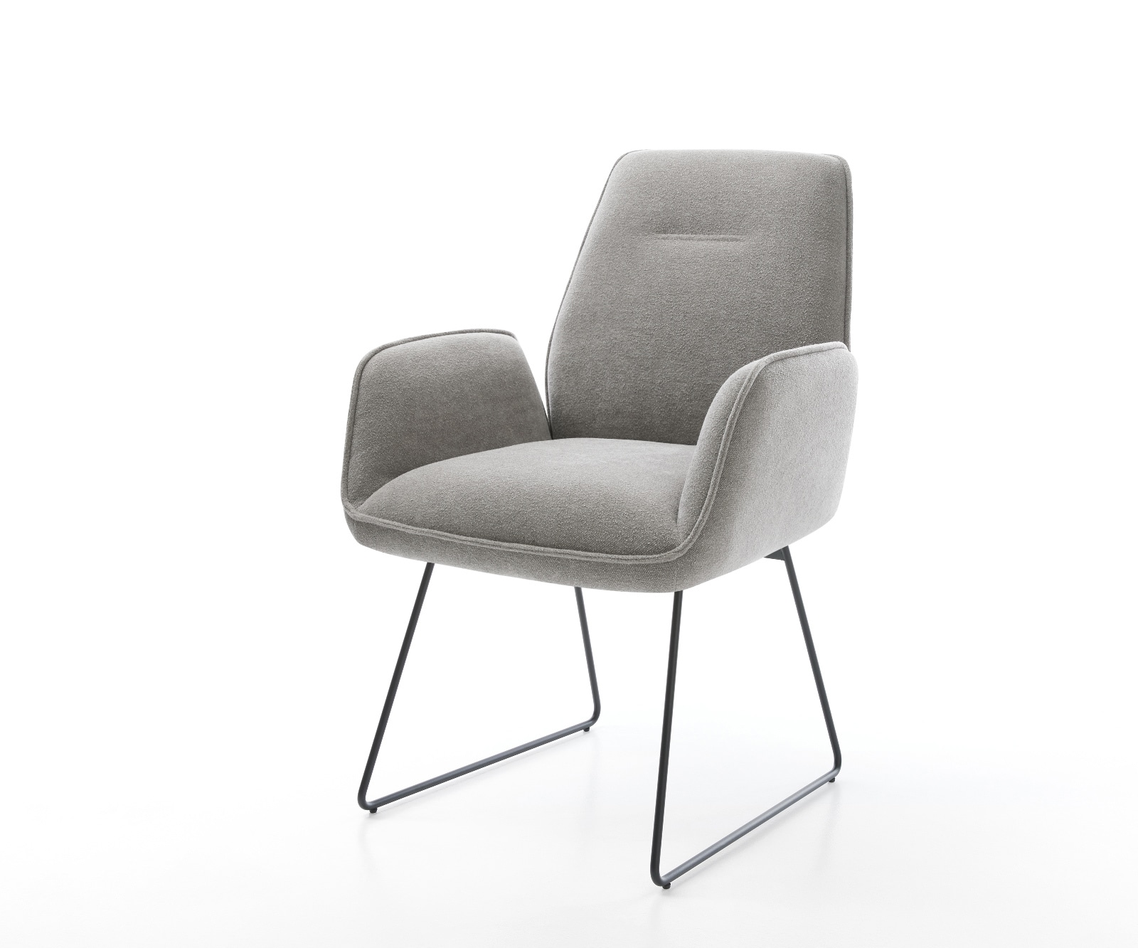 DELIFE Esszimmerstuhl Zoa-Flex Strukturstoff Soft Grau Kufengestell Schwarz Taschenfederkern