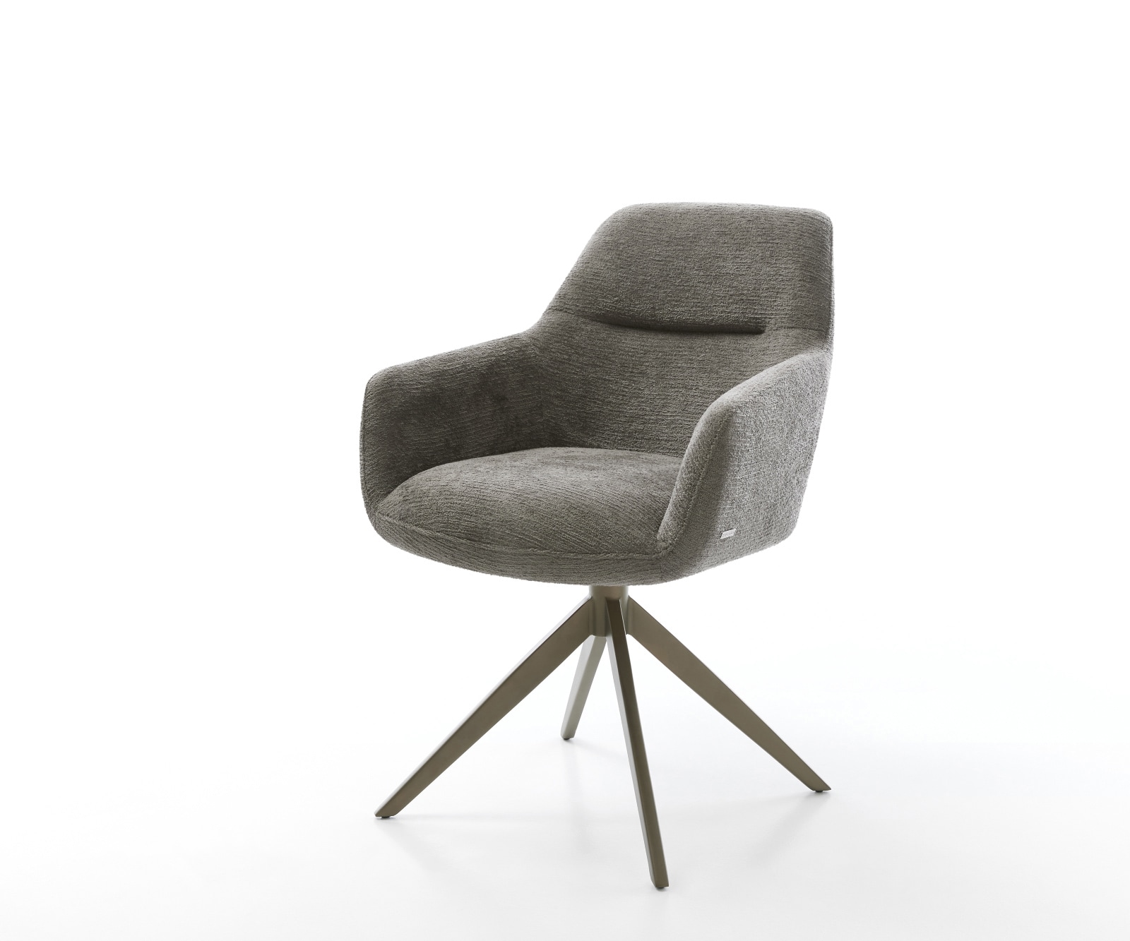 DELIFE Drehstuhl Pejo-Flex Bouclé Soft Schlamm Kreuzgestell breit Effektfinish Titan 360° drehbar Wippfunktion Taschenfederkern