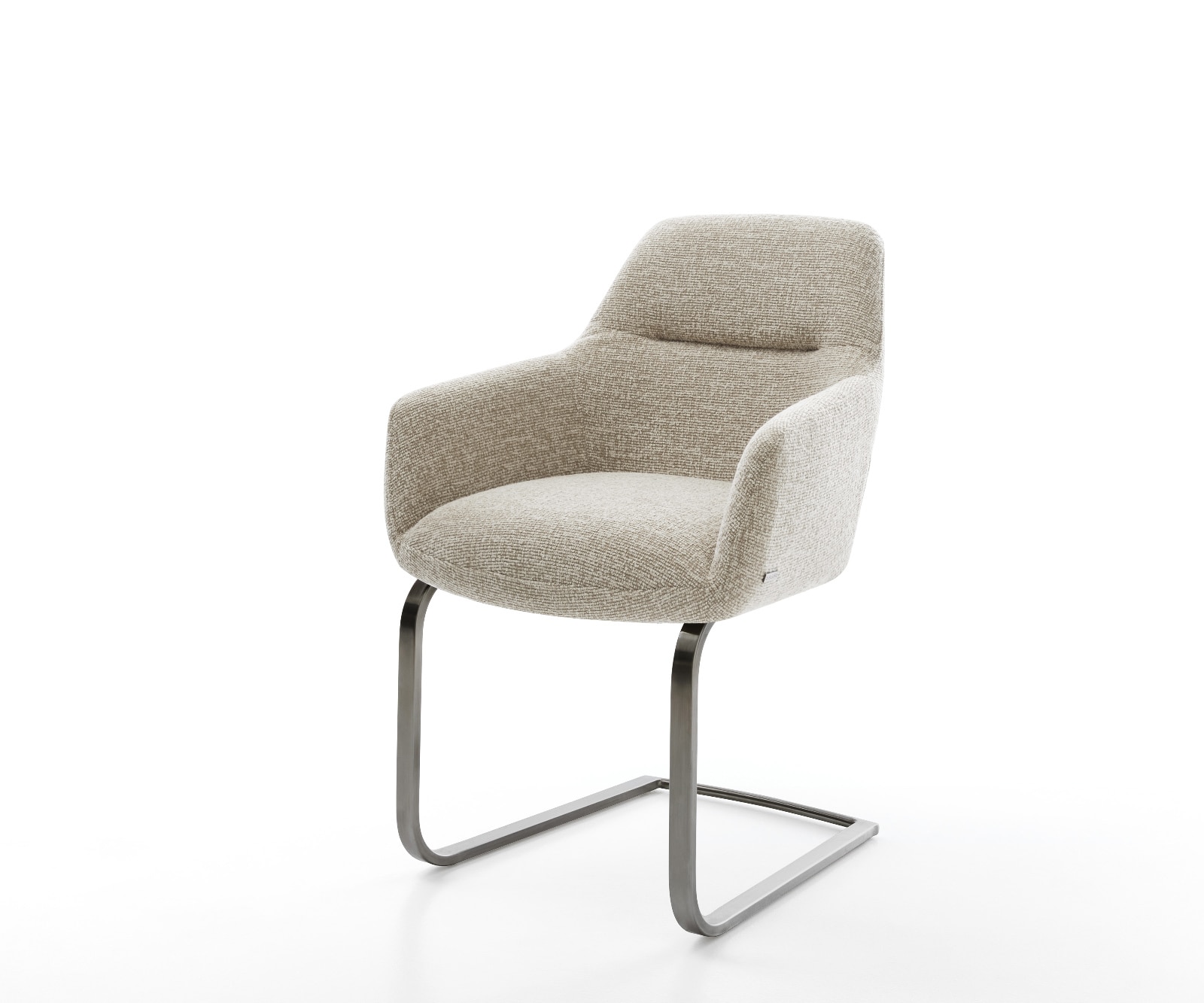 DELIFE Freischwinger Pejo-Flex Webstoff Soft Beige Freischwinger flach Graphit Taschenfederkern