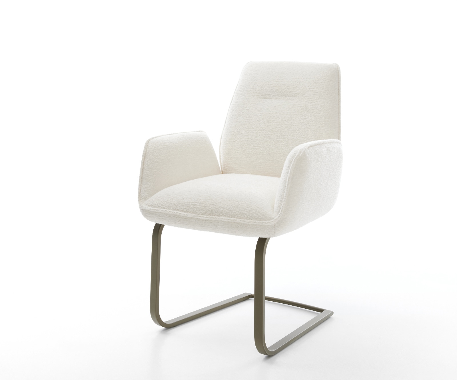 DELIFE Freischwinger Zoa-Flex Bouclé Soft Beige Freischwinger flach Effektfinish Titan Taschenfederkern
