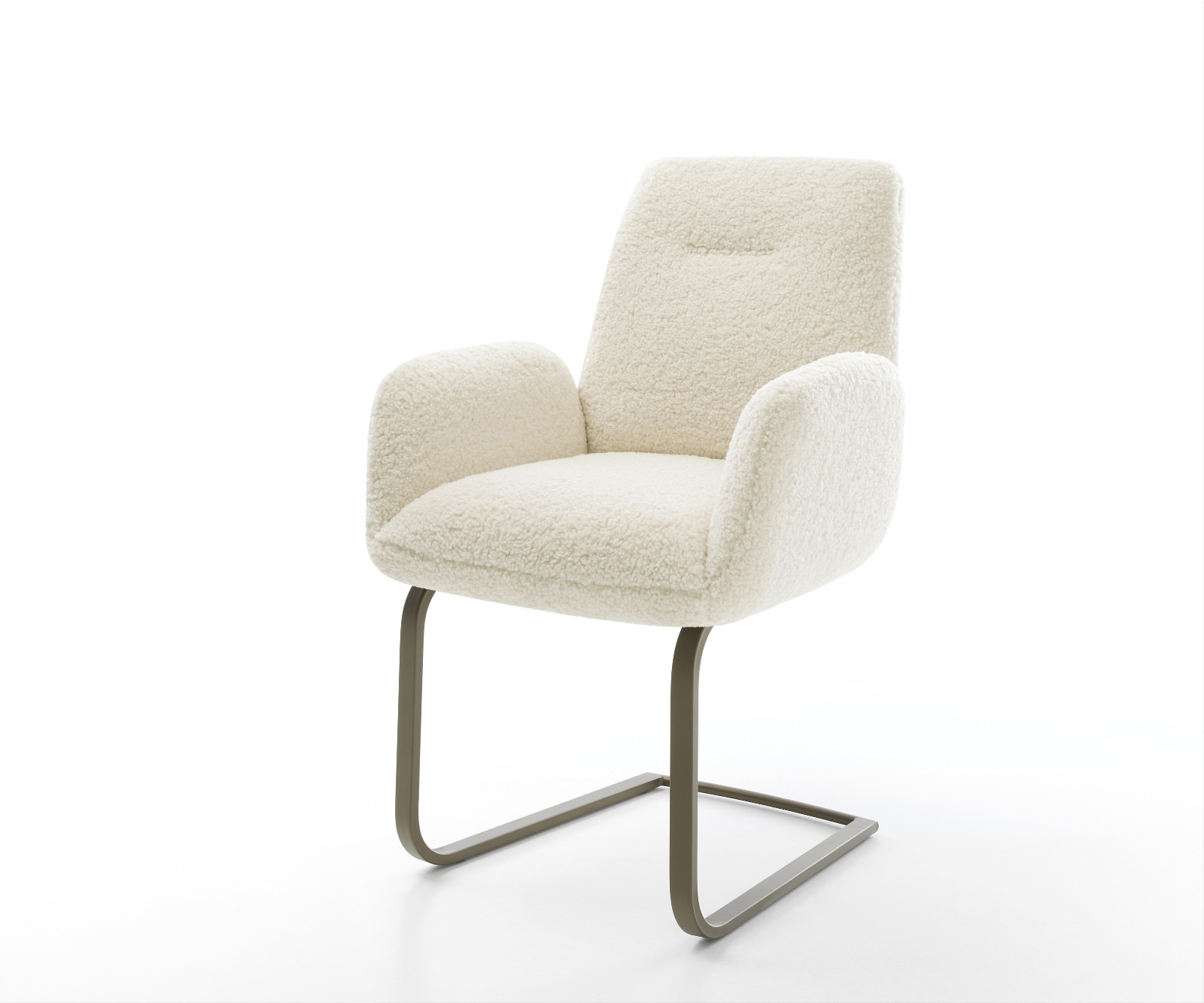 DELIFE Freischwinger Zoa-Flex Teddystoff Beige Freischwinger flach Effektfinish Titan Taschenfederkern