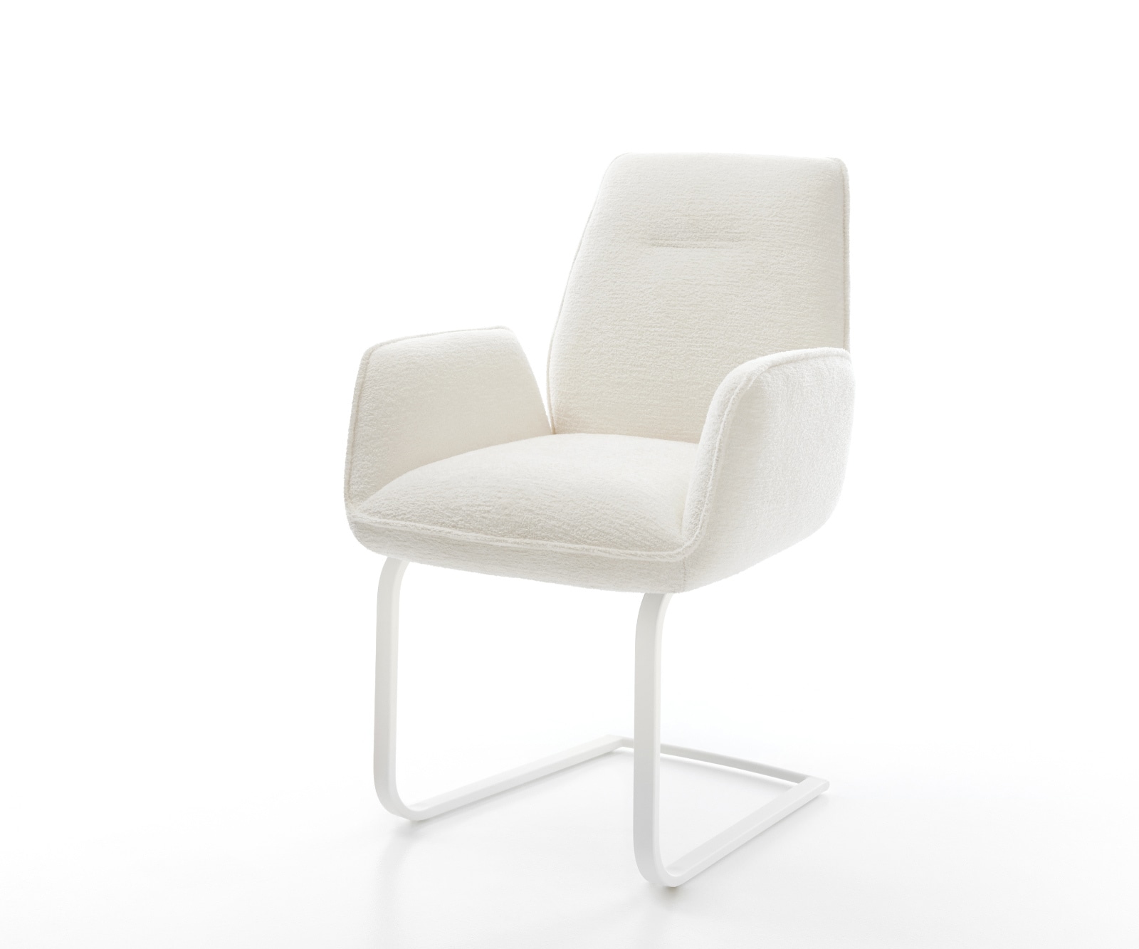 DELIFE Freischwinger Zoa-Flex Bouclé Soft Beige Freischwinger flach Weiß Taschenfederkern