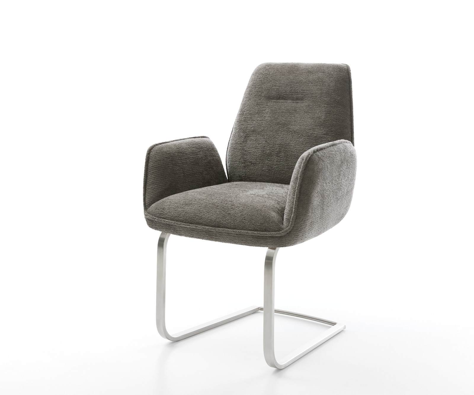 DELIFE Freischwinger Zoa-Flex Bouclé Soft Schlamm Freischwinger flach Edelstahl Taschenfederkern