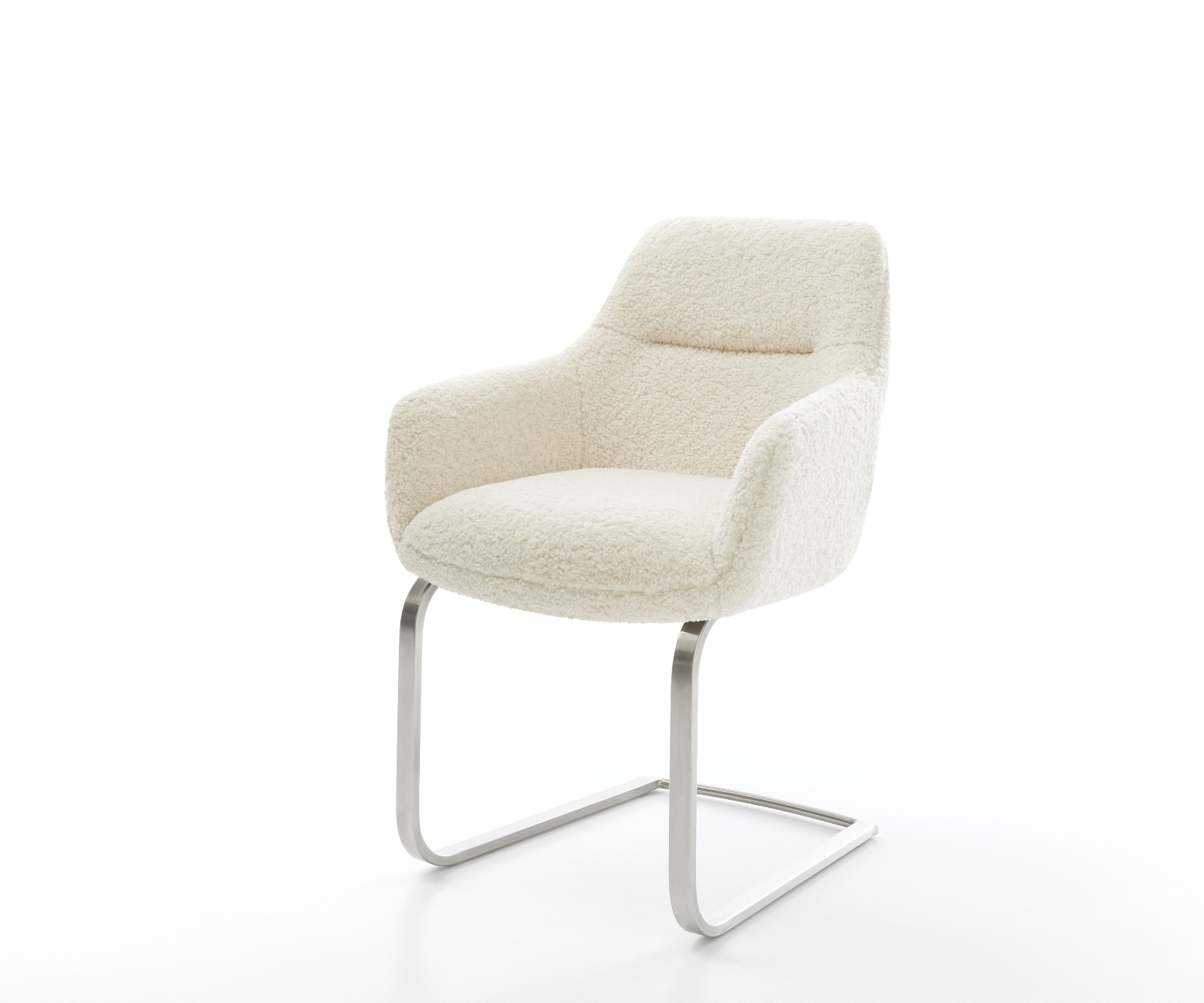 DELIFE Freischwinger Pejo-Flex Teddystoff Beige Freischwinger flach Edelstahl Taschenfederkern