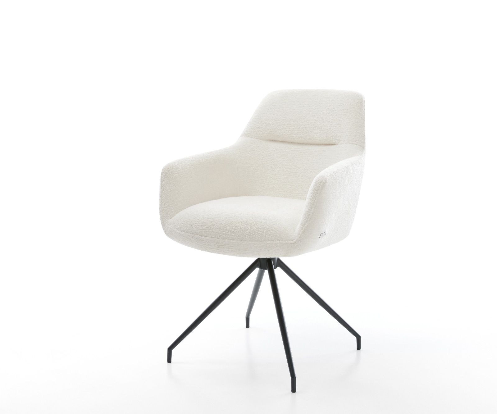 DELIFE Esszimmerstuhl Pejo-Flex Bouclé Soft Beige Kreuzgestell konisch Schwarz Taschenfederkern