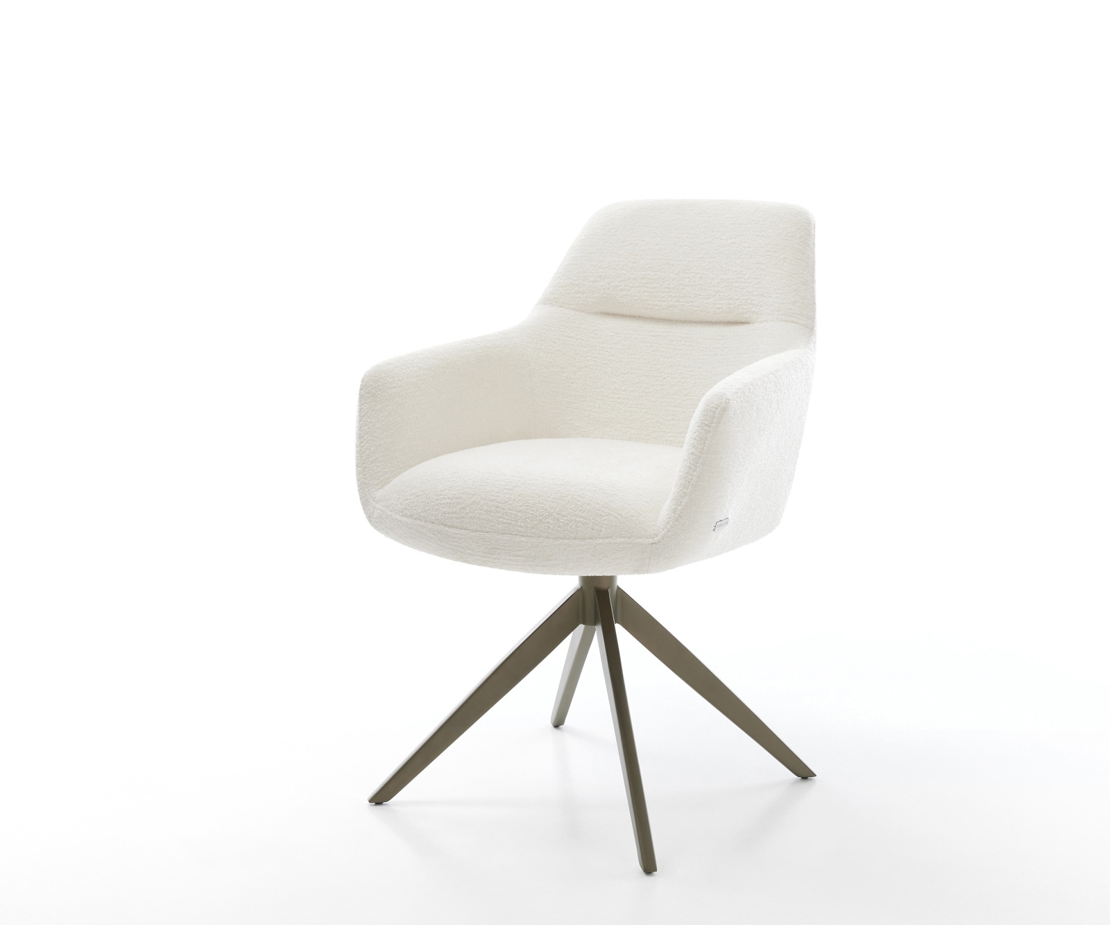 DELIFE Drehstuhl Pejo-Flex Bouclé Soft Beige Kreuzgestell breit Effektfinish Titan 360° drehbar Wippfunktion Taschenfederkern
