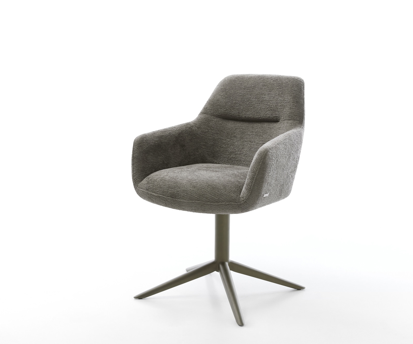 DELIFE Drehstuhl Pejo-Flex Bouclé Soft Schlamm Fußkreuz Effektfinish Titan 360° drehbar Wippfunktion Taschenfederkern