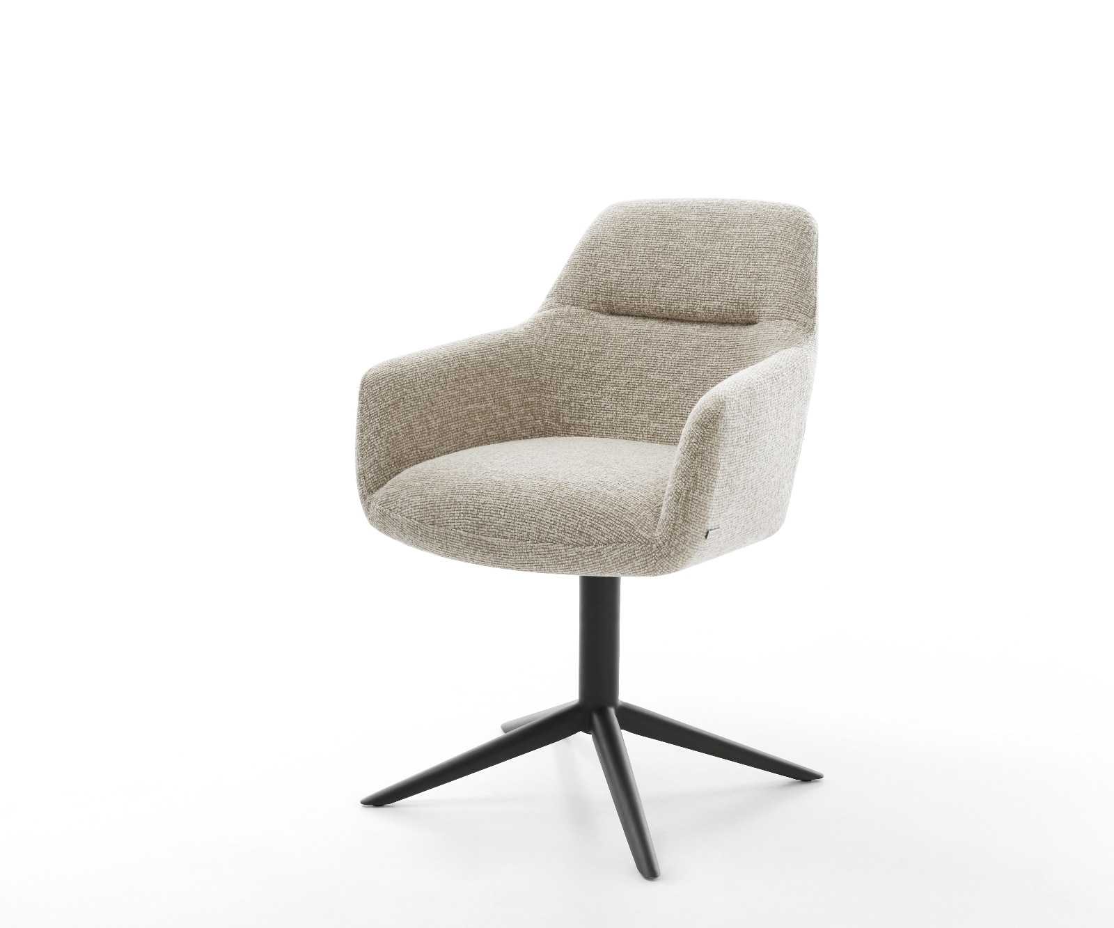 DELIFE Drehstuhl Pejo-Flex Webstoff Soft Beige Fußkreuz Schwarz 360° drehbar Wippfunktion Taschenfederkern