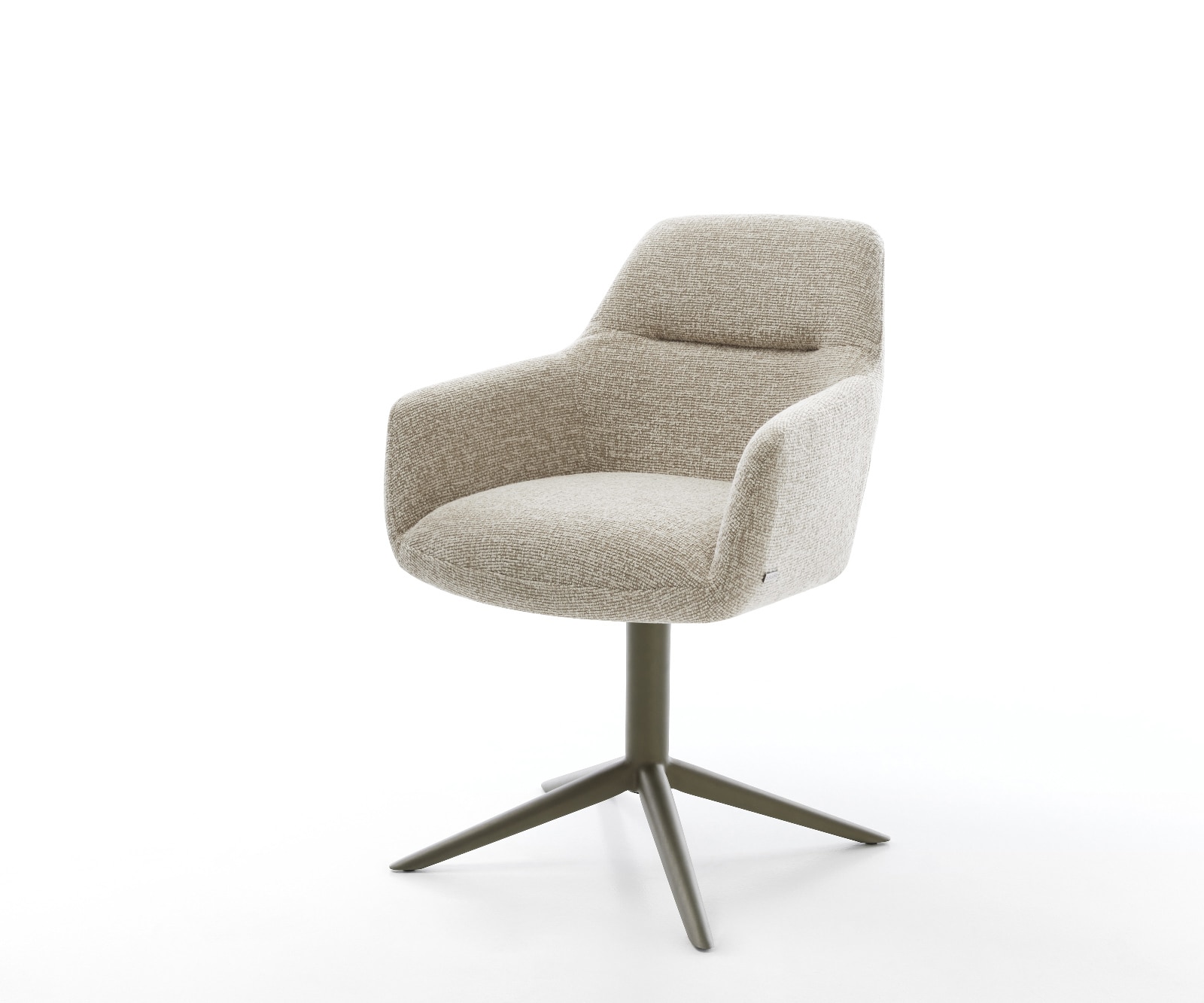 DELIFE Drehstuhl Pejo-Flex Webstoff Soft Beige Fußkreuz Effektfinish Titan 360° drehbar Wippfunktion Taschenfederkern