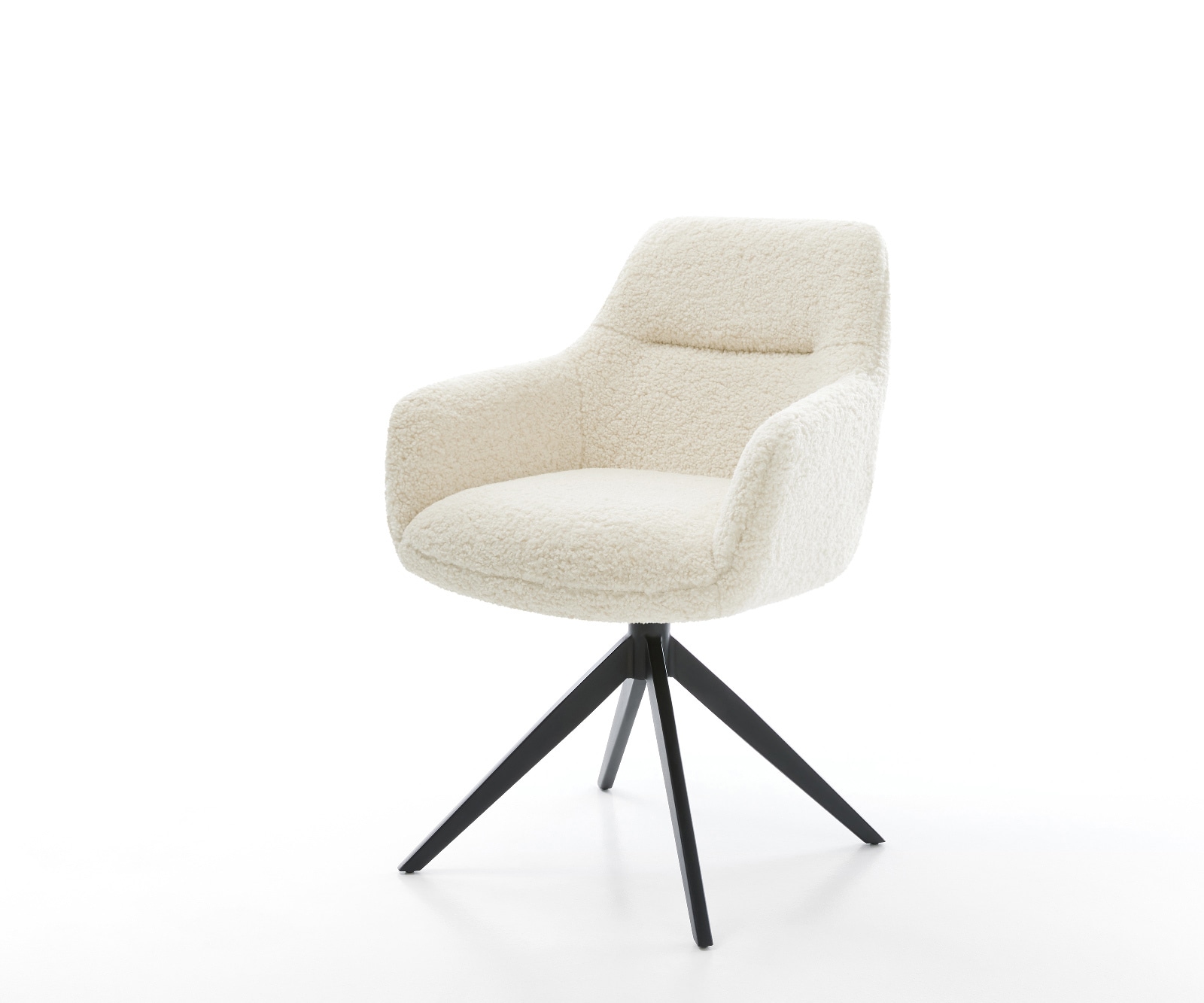 DELIFE Drehstuhl Pejo-Flex Teddystoff Beige Kreuzgestell breit Schwarz 360° drehbar Wippfunktion Taschenfederkern