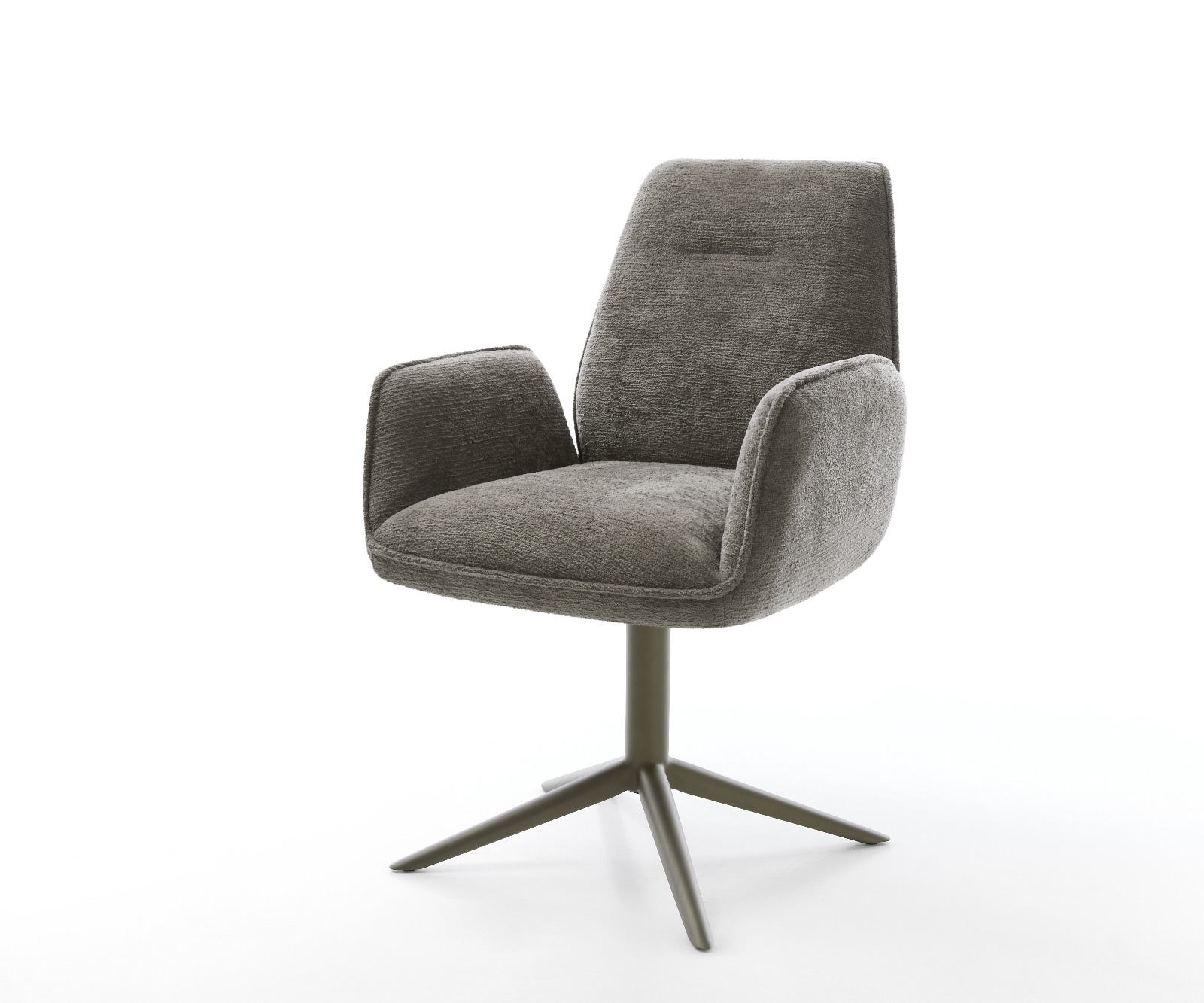 DELIFE Drehstuhl Zoa-Flex Bouclé Soft Schlamm Fußkreuz Effektfinish Titan 360° drehbar Wippfunktion Taschenfederkern
