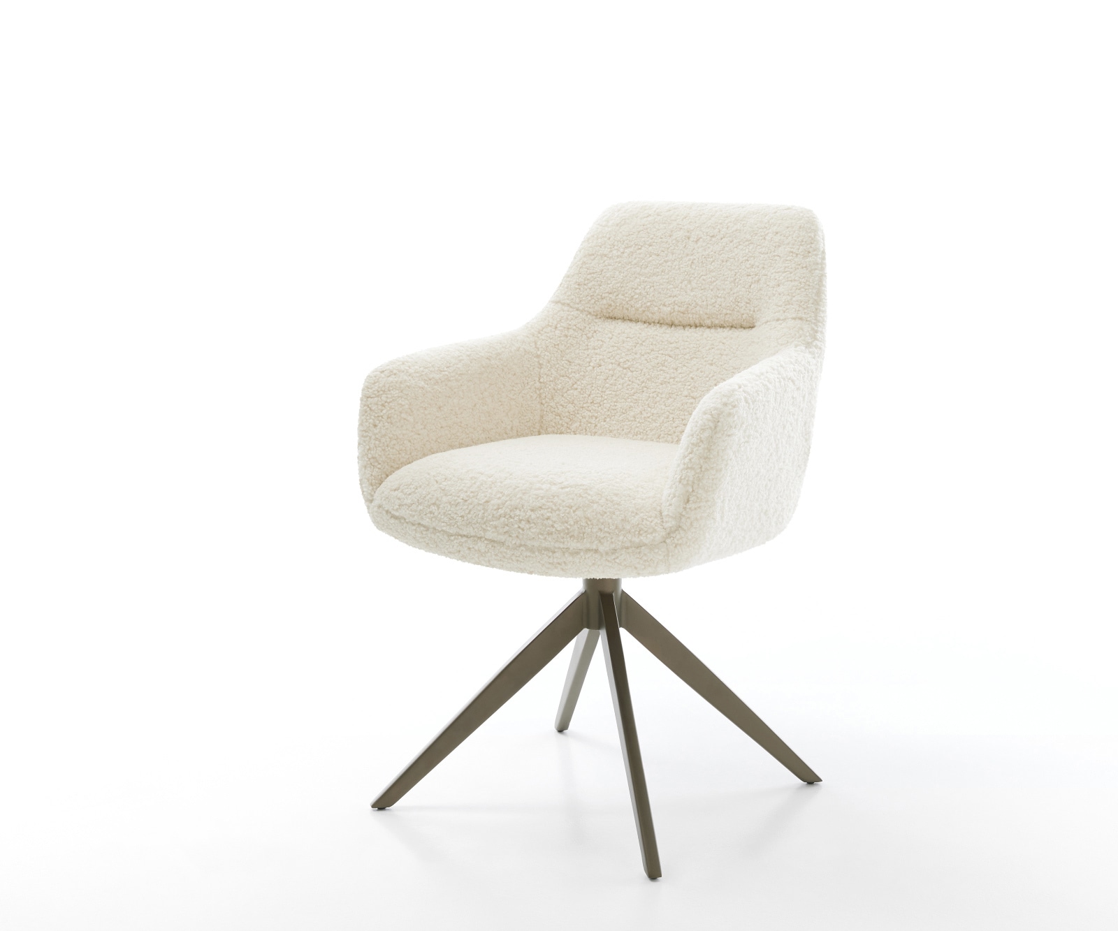 DELIFE Drehstuhl Pejo-Flex Teddystoff Beige Kreuzgestell breit Effektfinish Titan 360° drehbar Wippfunktion Taschenfederkern