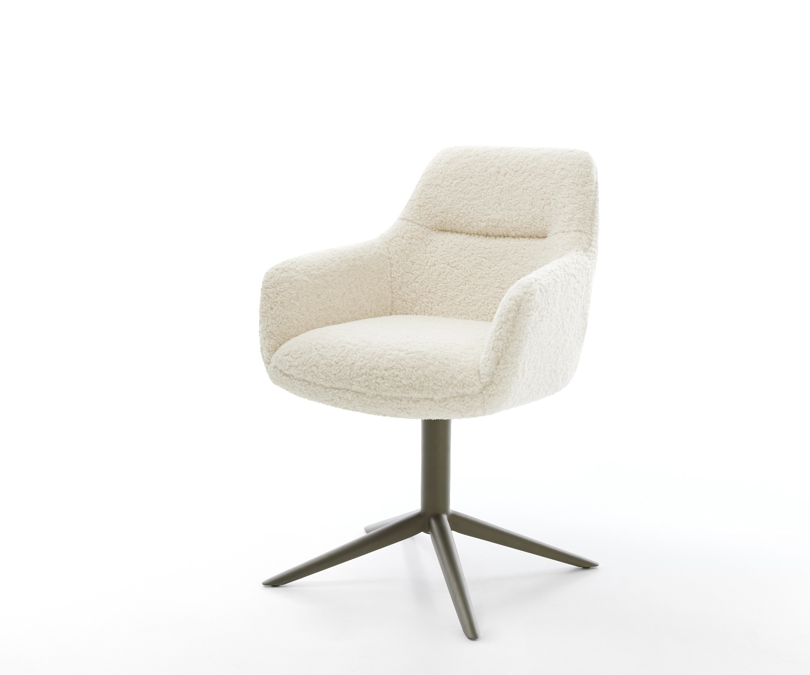 DELIFE Drehstuhl Pejo-Flex Teddystoff Beige Fußkreuz Effektfinish Titan 360° drehbar Wippfunktion Taschenfederkern