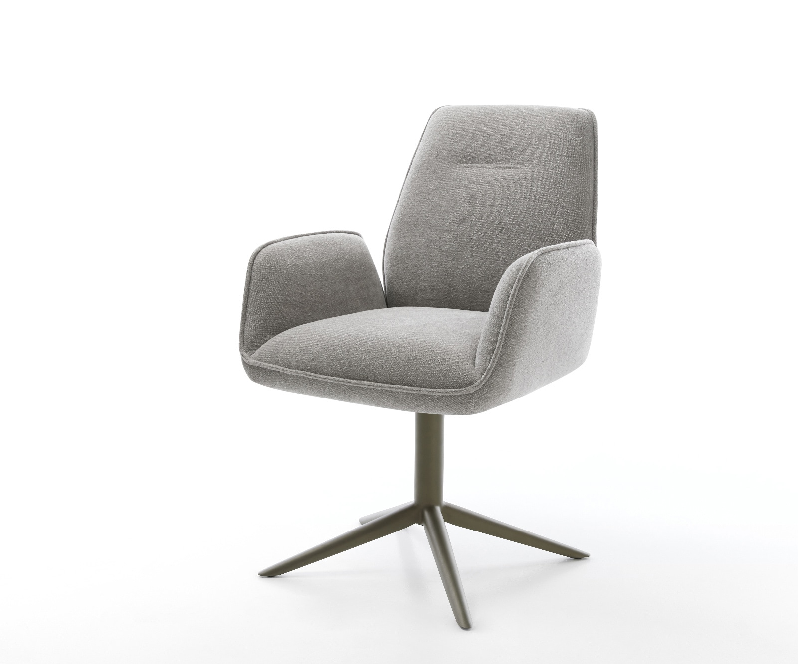 DELIFE Drehstuhl Zoa-Flex Strukturstoff Soft Grau Fußkreuz Effektfinish Titan 360° drehbar Wippfunktion Taschenfederkern