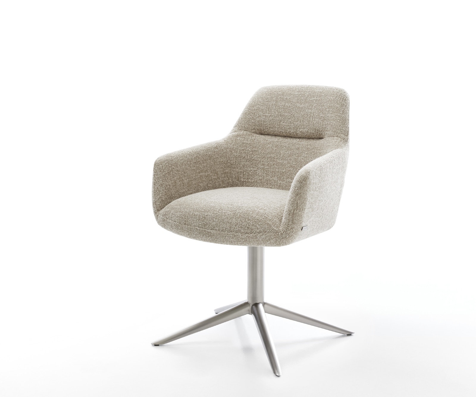 DELIFE Drehstuhl Pejo-Flex Webstoff Soft Beige Fußkreuz Edelstahl 360° drehbar Wippfunktion Taschenfederkern