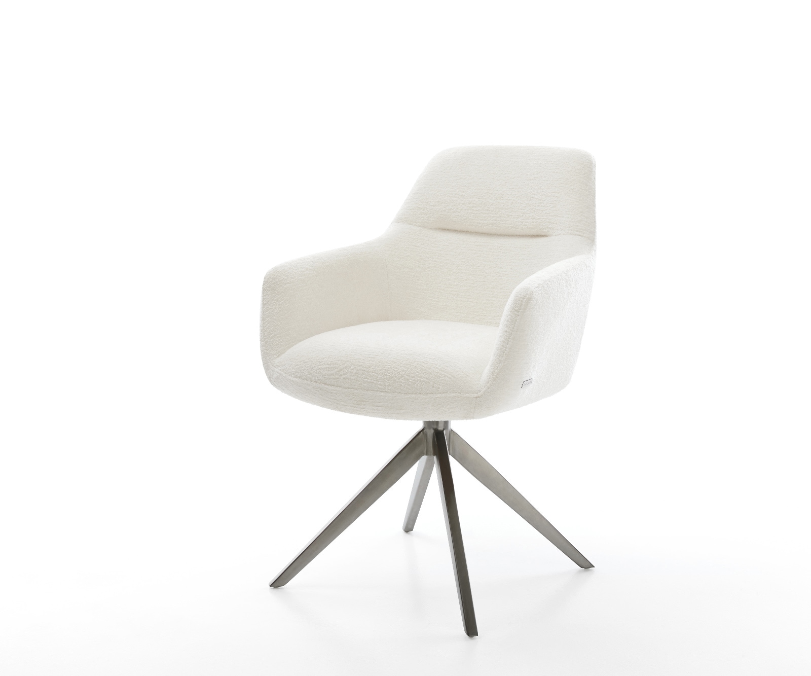 DELIFE Drehstuhl Pejo-Flex Bouclé Soft Beige Kreuzgestell breit Graphit 360° drehbar Wippfunktion Taschenfederkern