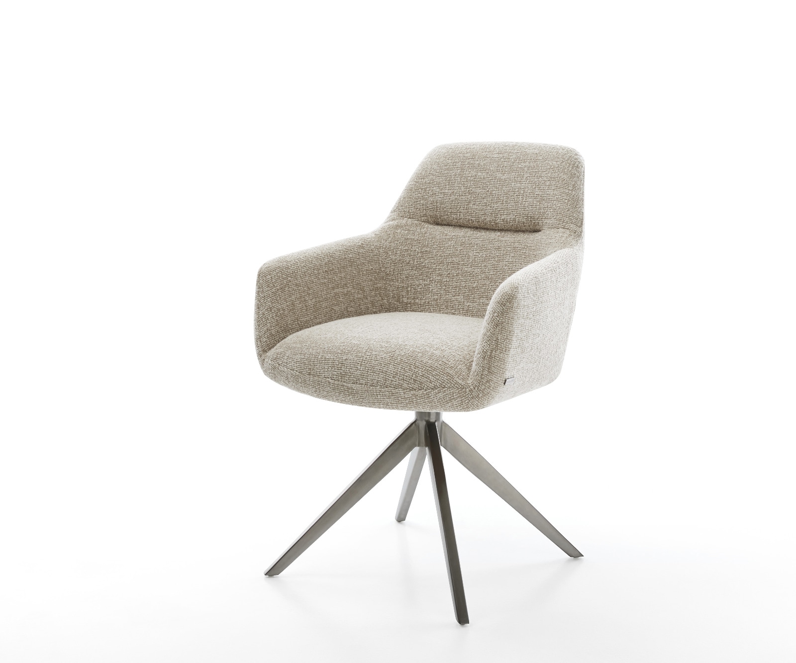 DELIFE Drehstuhl Pejo-Flex Webstoff Soft Beige Kreuzgestell breit Graphit 360° drehbar Wippfunktion Taschenfederkern