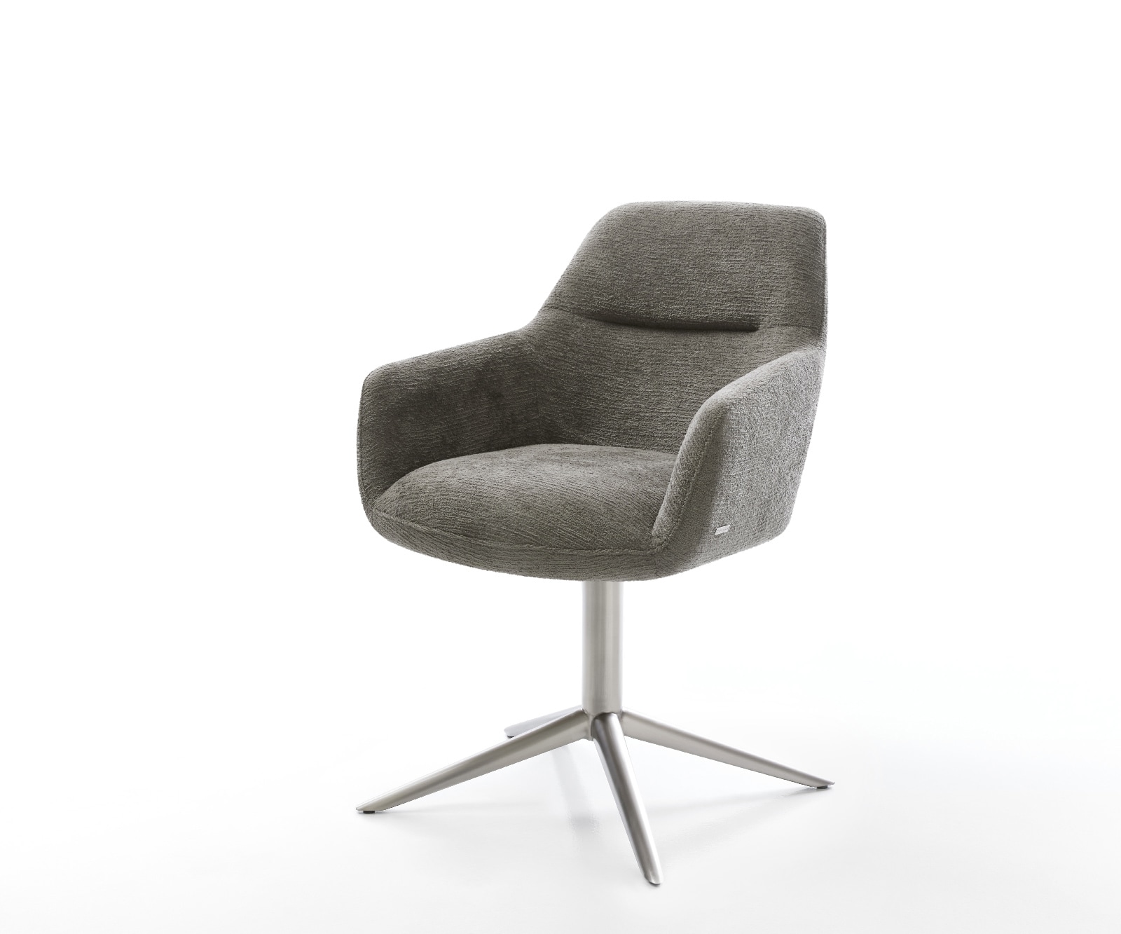 DELIFE Drehstuhl Pejo-Flex Bouclé Soft Schlamm Fußkreuz Edelstahl 360° drehbar Wippfunktion Taschenfederkern